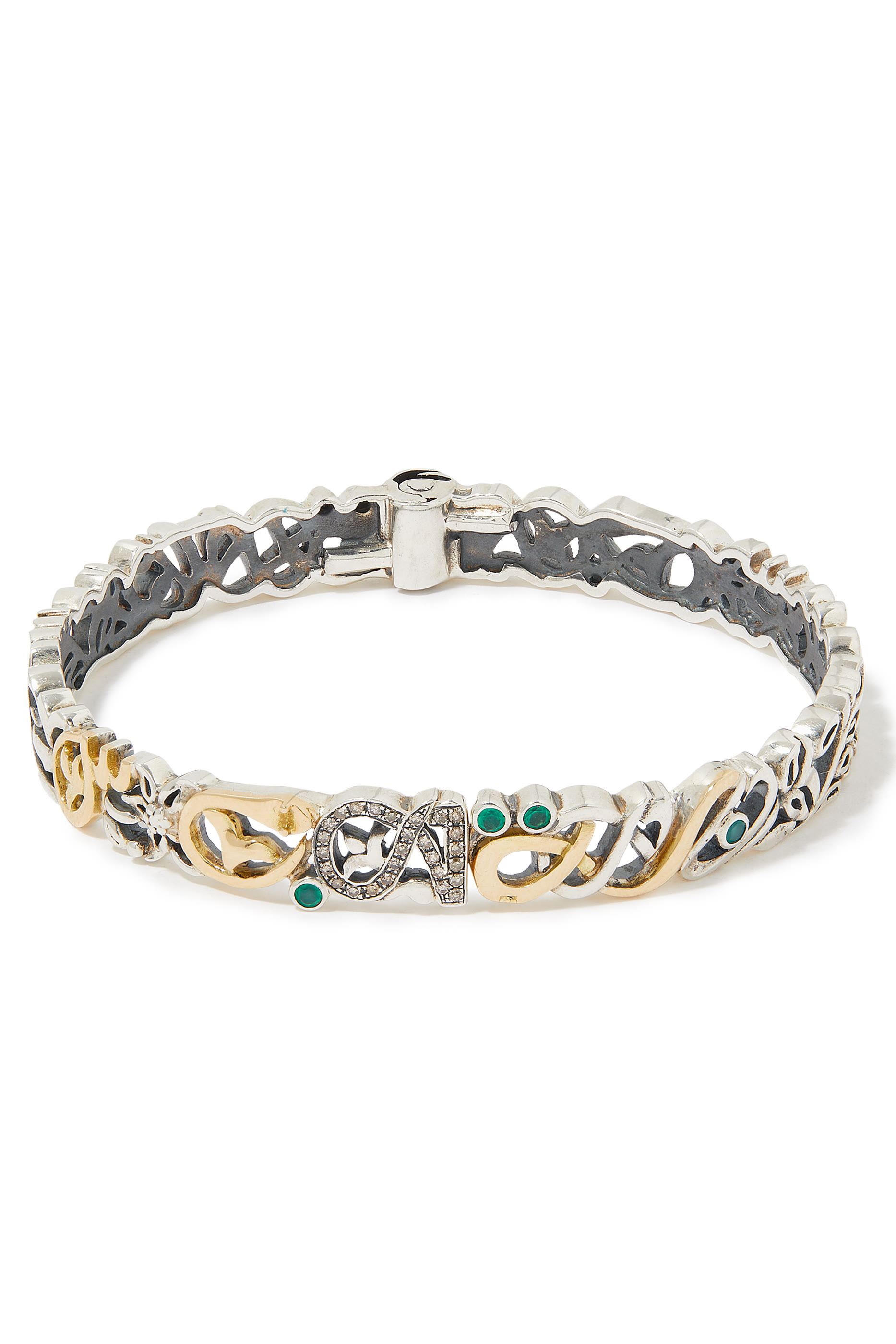 سوار تايلز اوف كاليجرافي مرصع بالماس الشمباين فضة استرلينية وذهب أصفر عيار 18