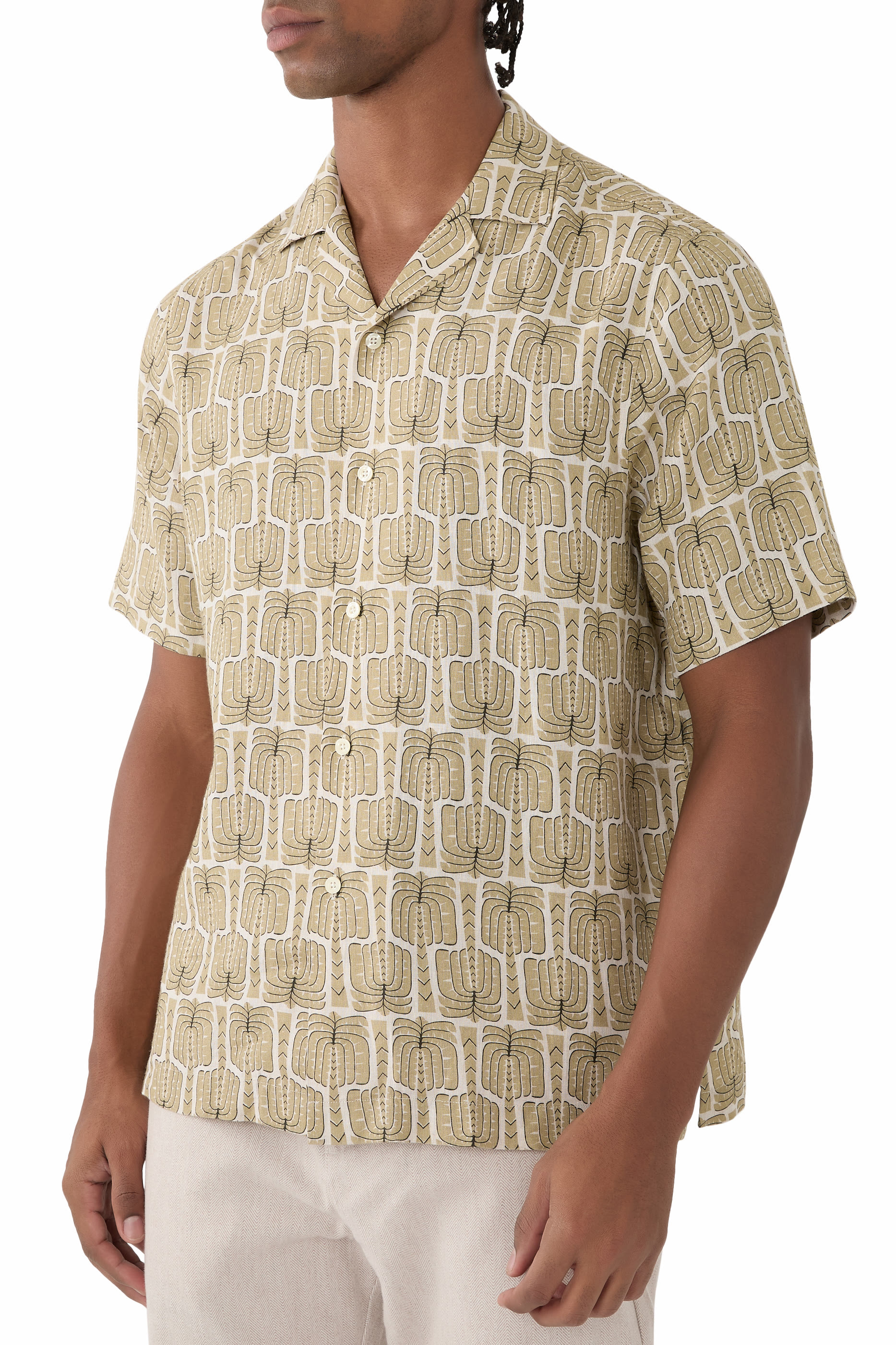 قميص روبيرتو بالميرا بطبعات كتان 