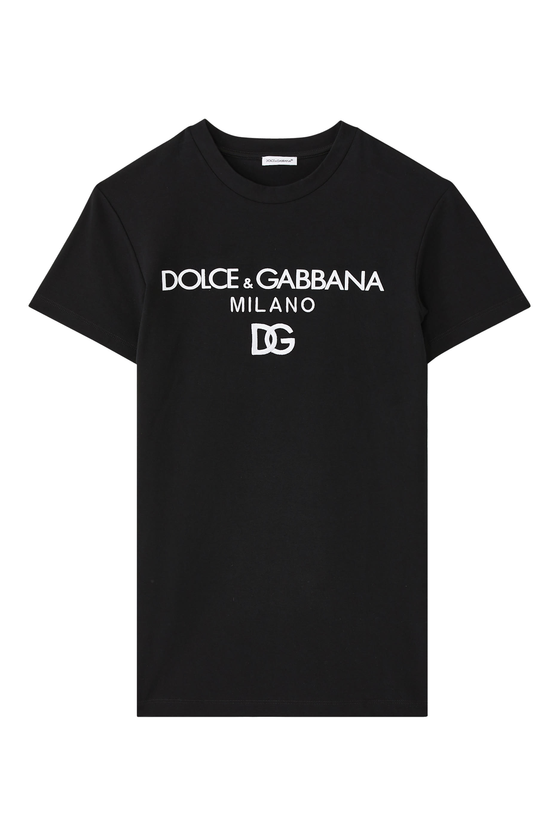 فستان بنمط تيشيرت قطن للأطفال بشعار الماركة من التشكيلة الأساسية