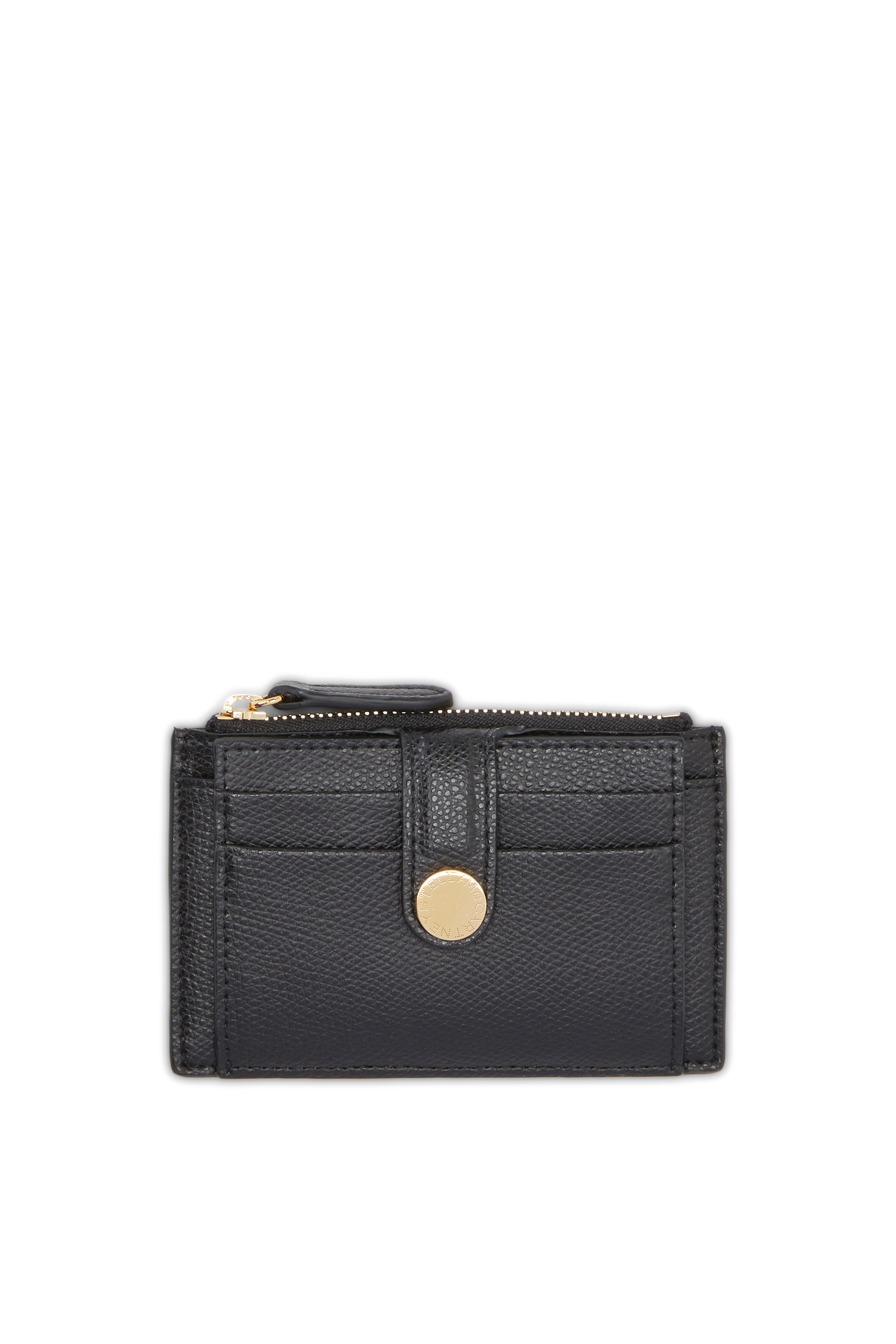 حافظة بطاقات بسحاب وشعار الماركة جلد نباتي بارز الملمس