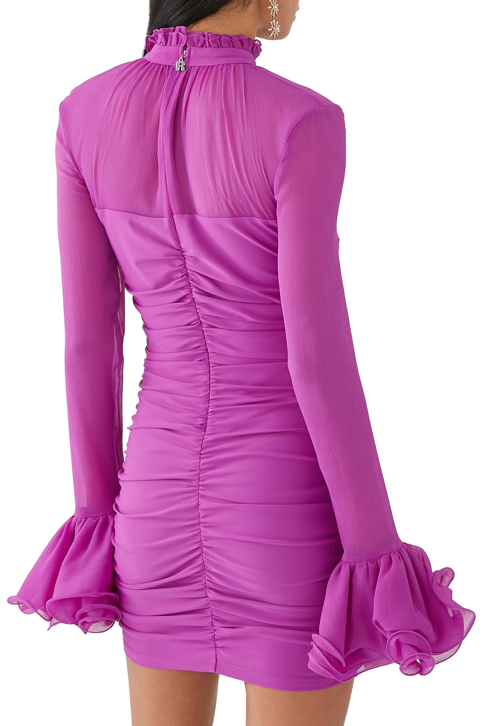 فستان قصير مكشكش شيفون