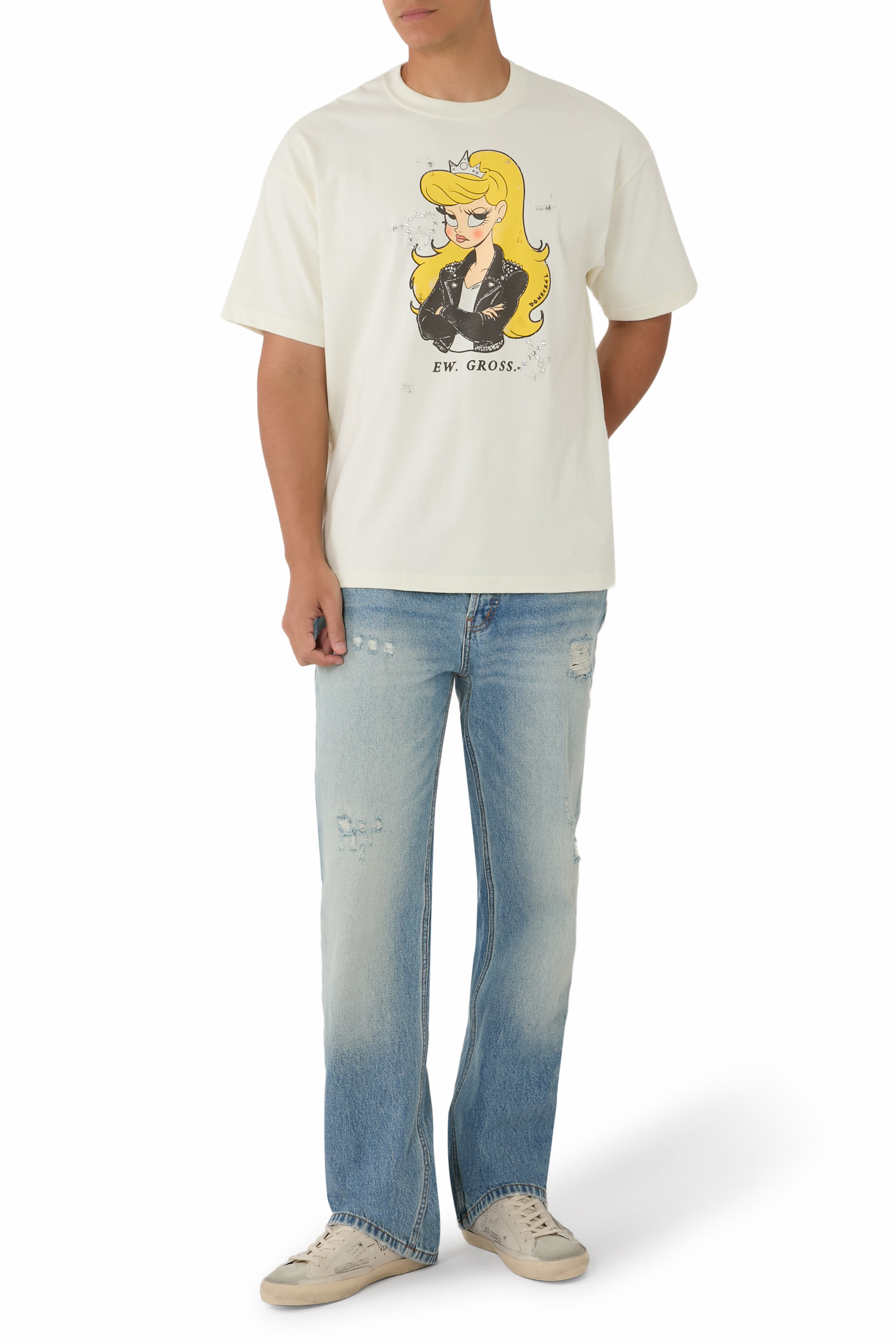 بنطال جينز بتفاصيل ممزقة دنيم