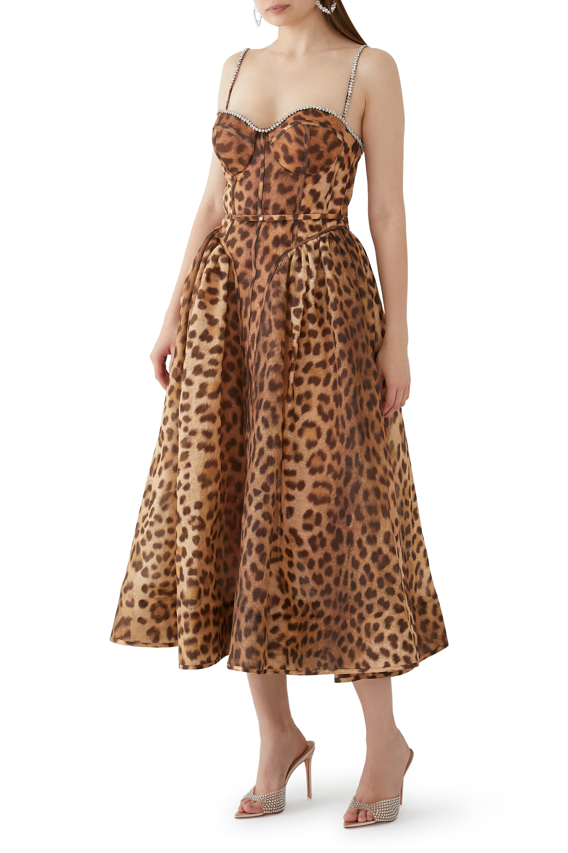 فستان كراش متوسط الطول مقسم بألوان