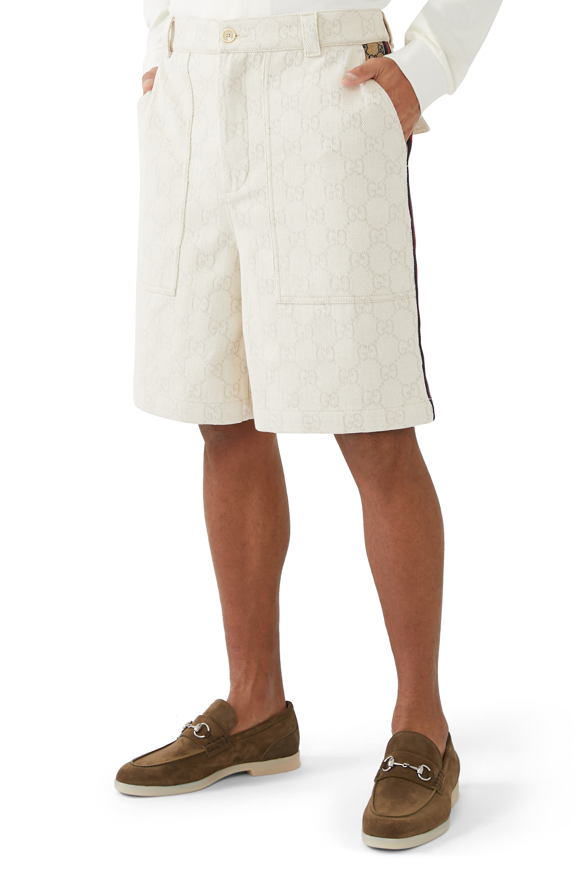 شورت برمودا بطبعات حرفي شعار الماركة قطن جرسيه