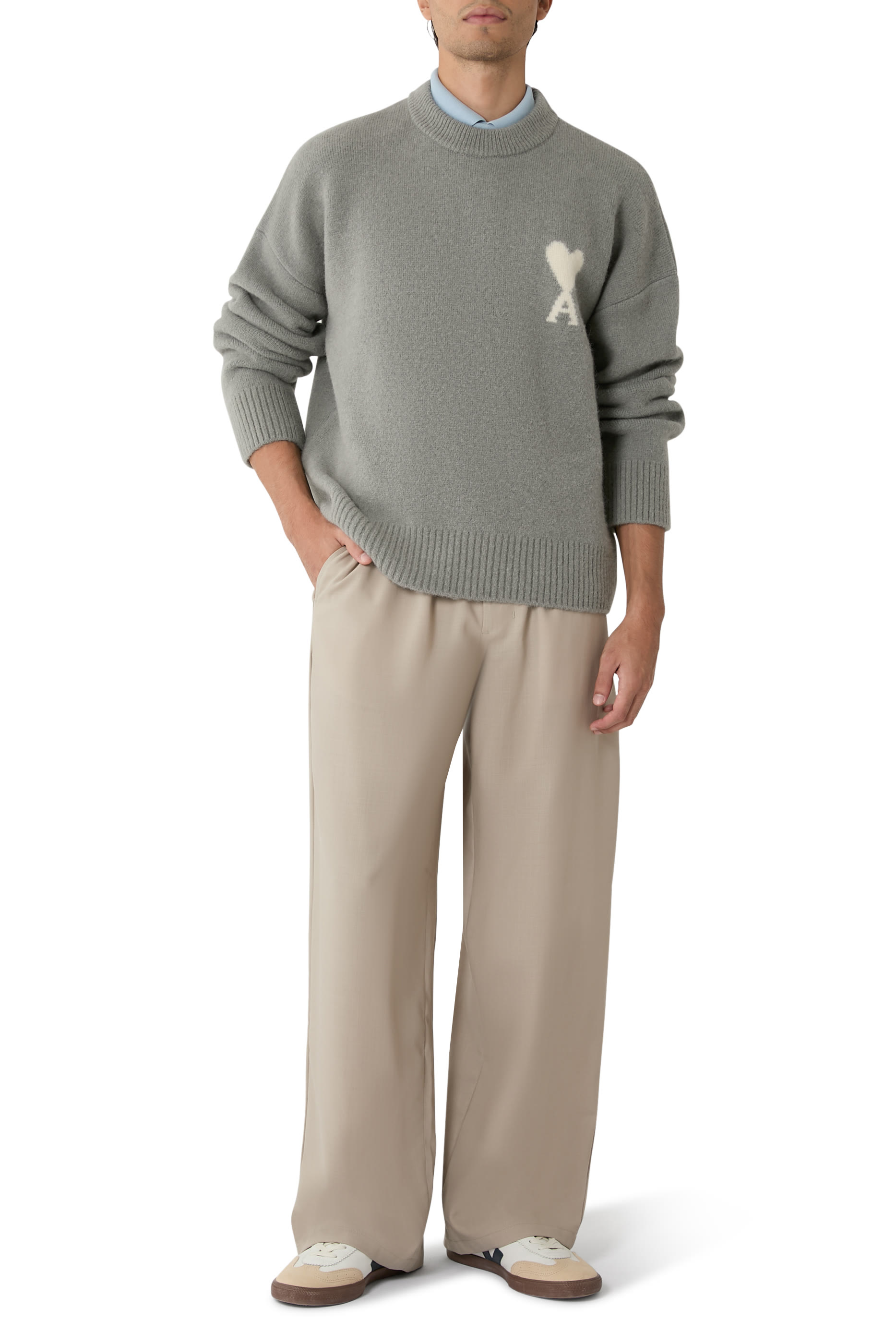 بنطال بحزام خصر مطاطي صوف