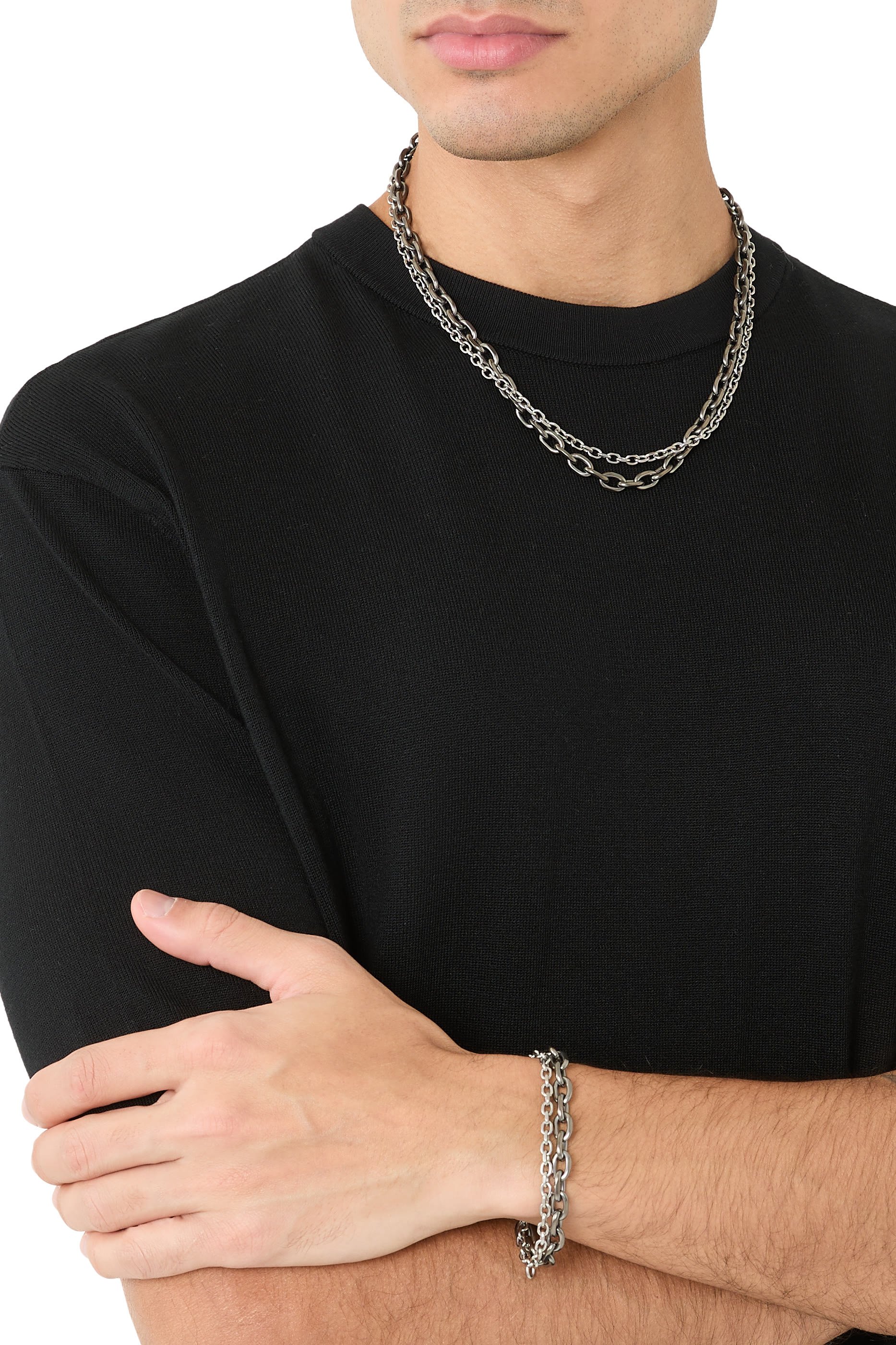 سوار بتصميم سلسلة مزدوجة ستانلس ستيل