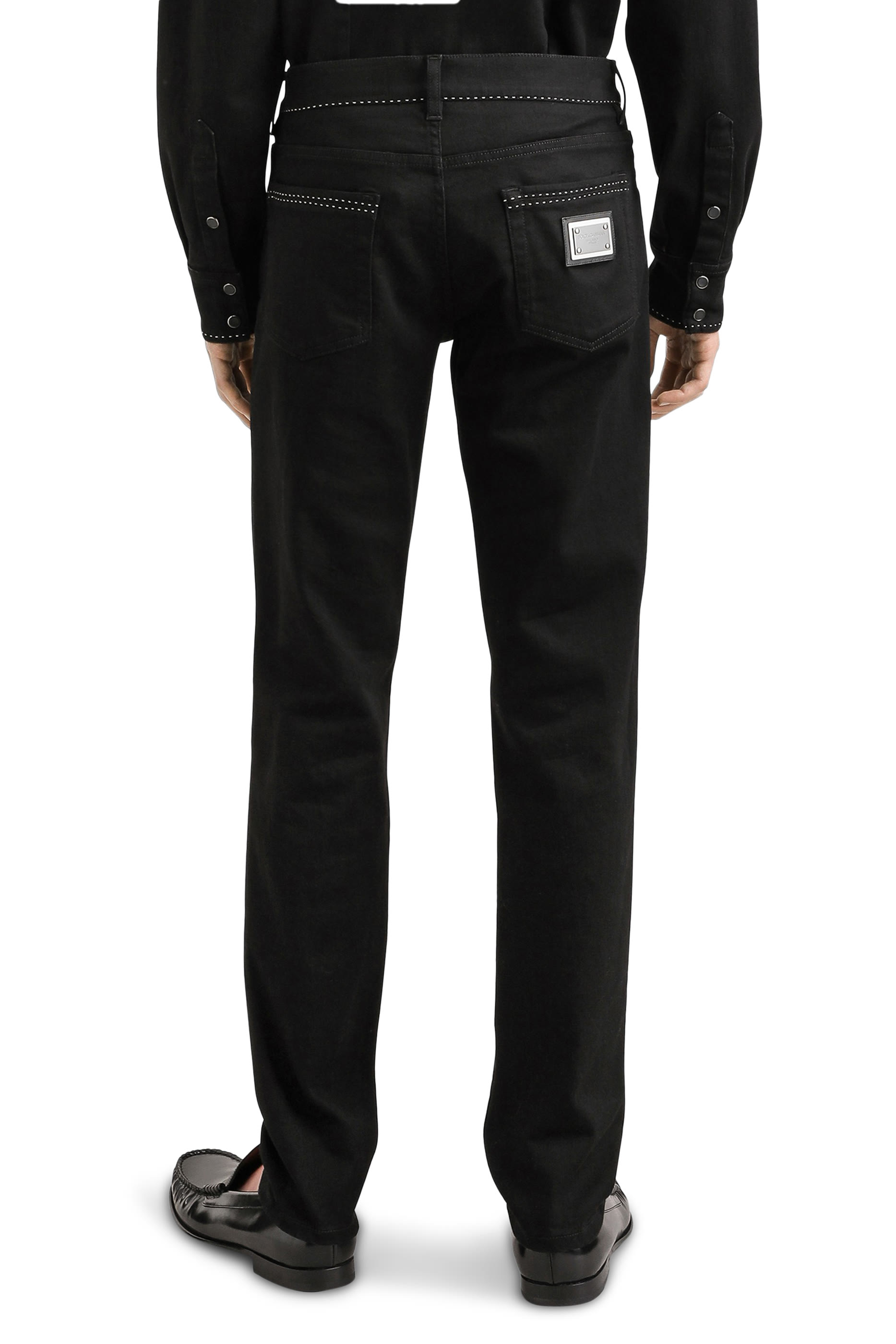 بنطال جينز ضيق بقصة ساق مستقيمة قطن