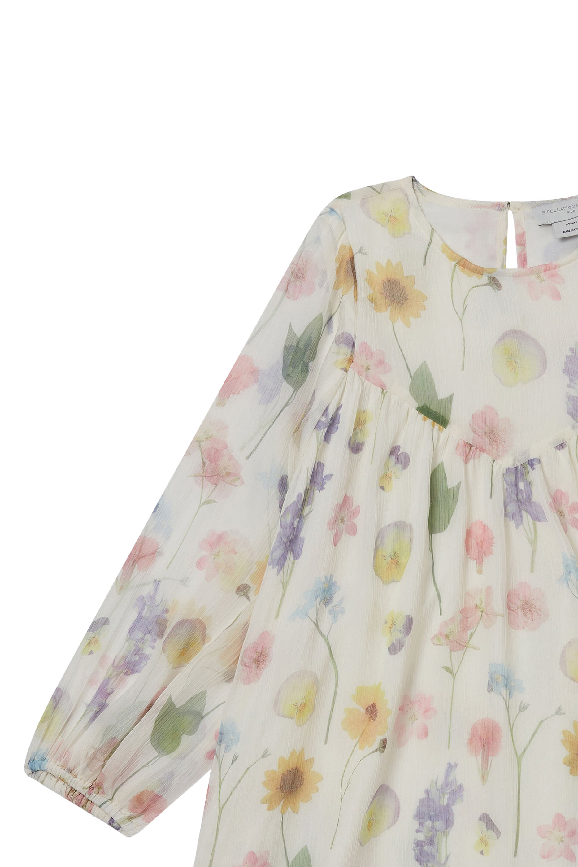 فستان بنقشة أزهار وأكمام طويلة للأطفال