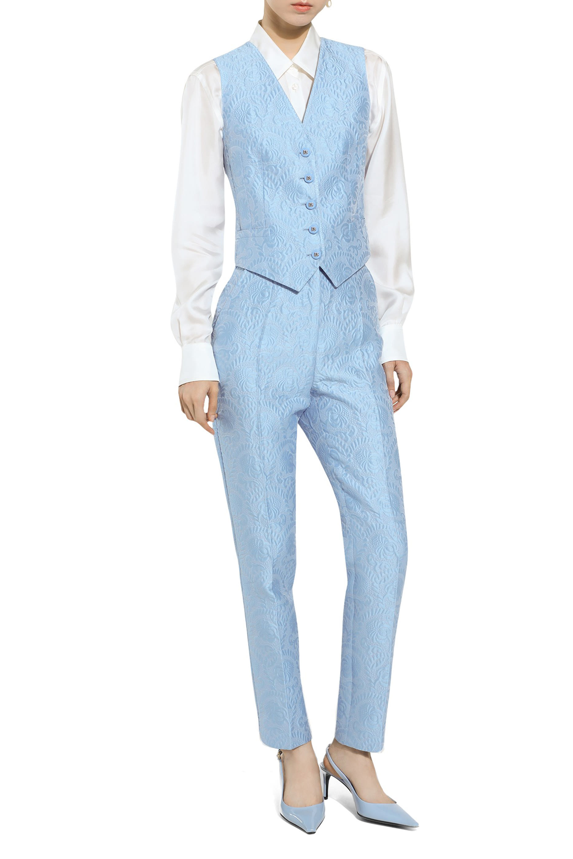 بنطال مبطن بطبعات زهور قماشي جاكار