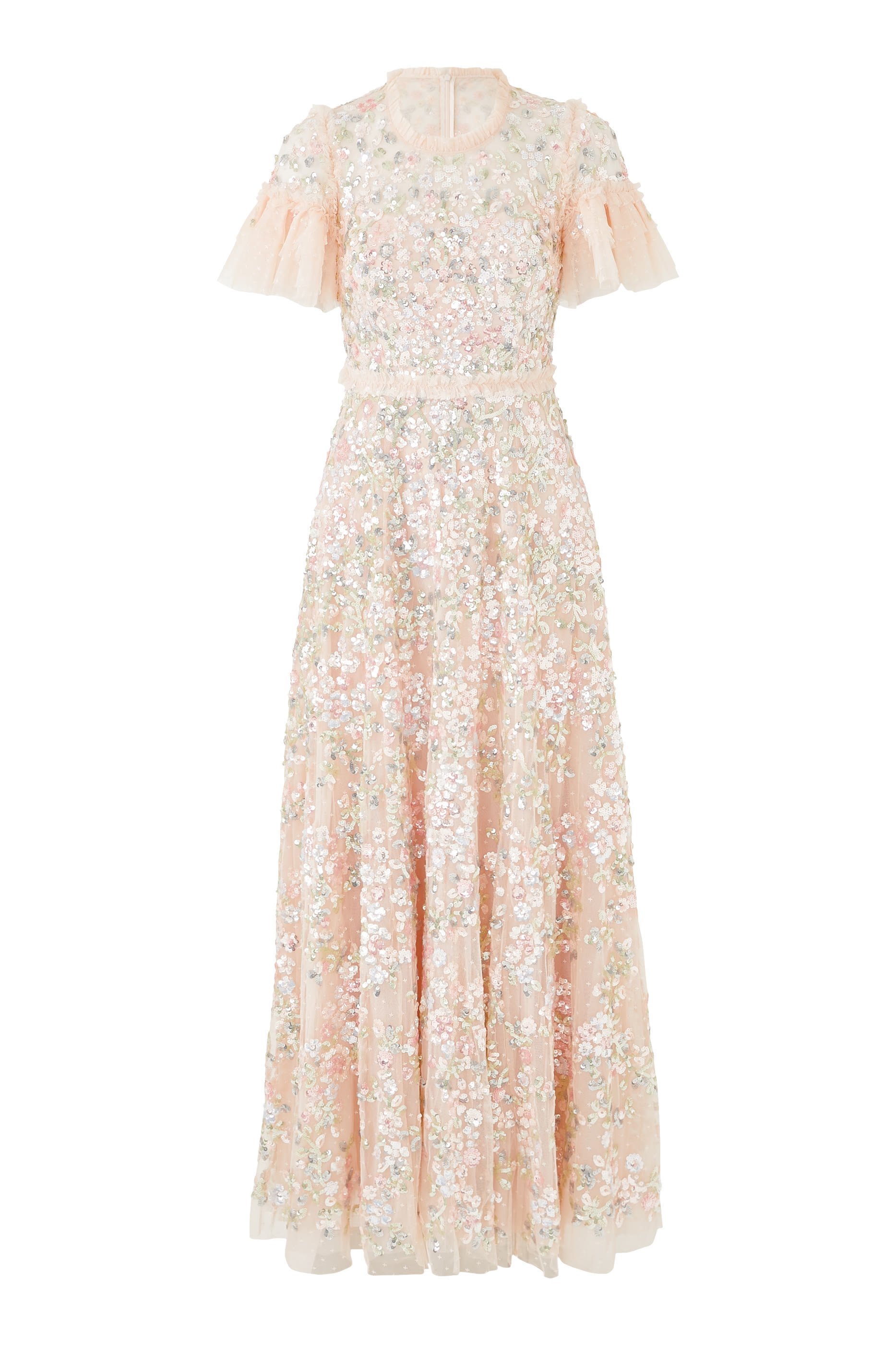 فستان سهرة دريم جارلاند بياقة مستديرة وترتر