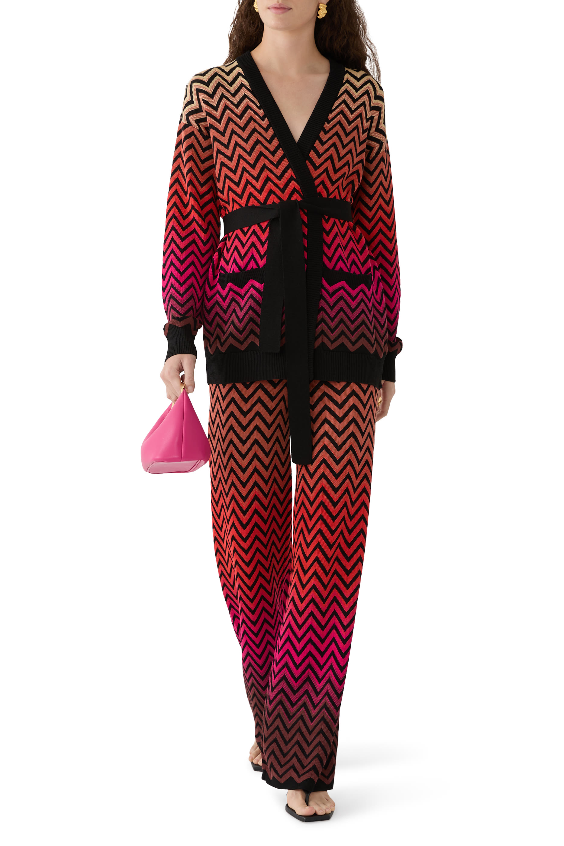 كارديجان بنقشة خطوط شيفرون ولون متدرج