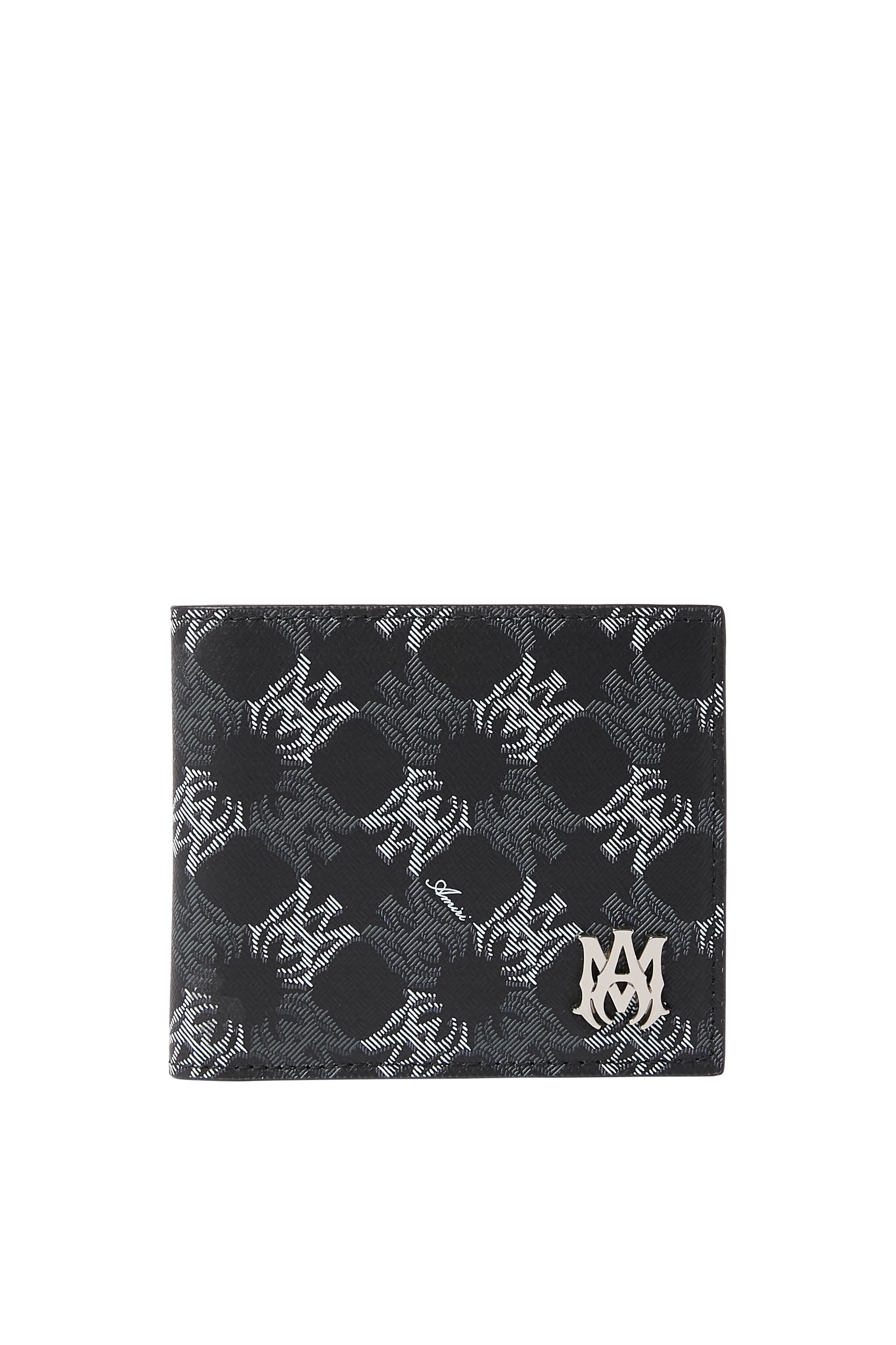 محفظة بتصميم ثنائي الطي بشعار الماركة جلد