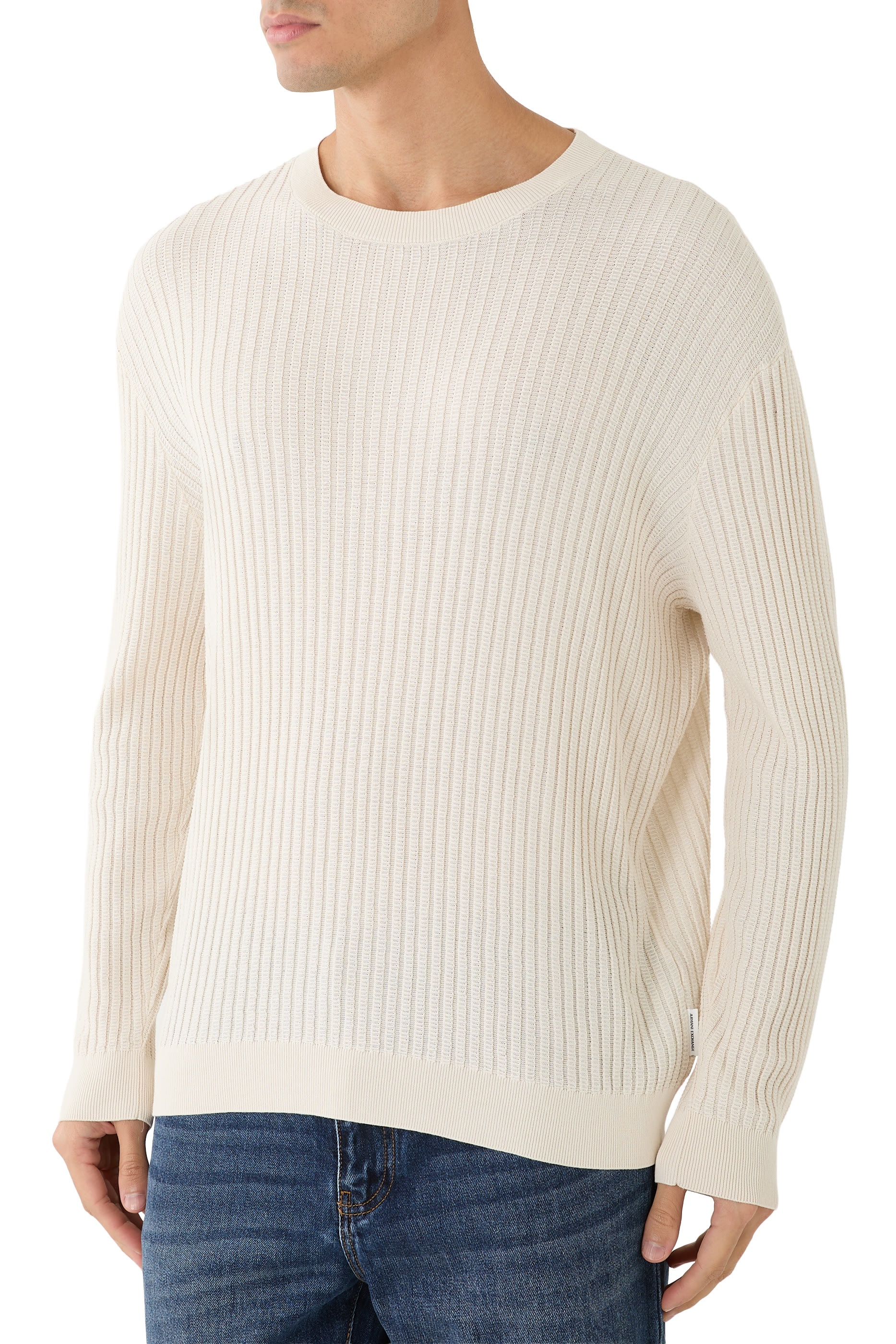 سترة منسوجة بياقة ضيقة بشعار الماركة 