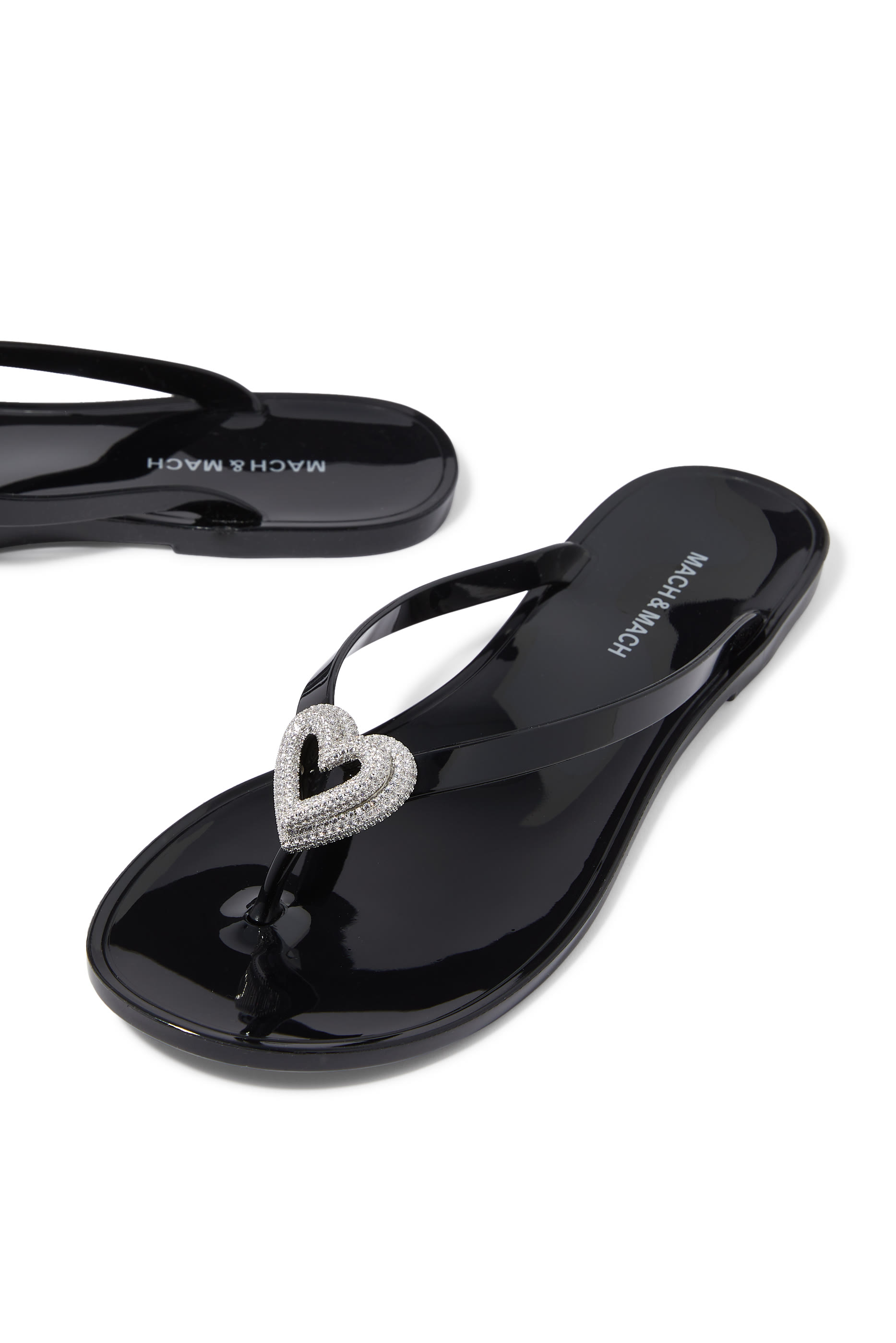 حذاء مفتوح من الخلف بتصميم ثونغ بقلب مزدوج