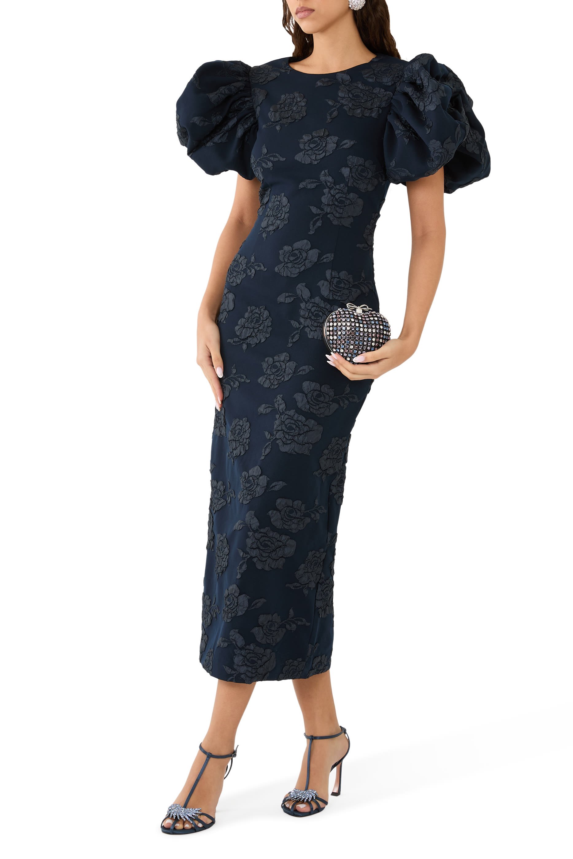 فستان روبي متوسط الطول جاكار