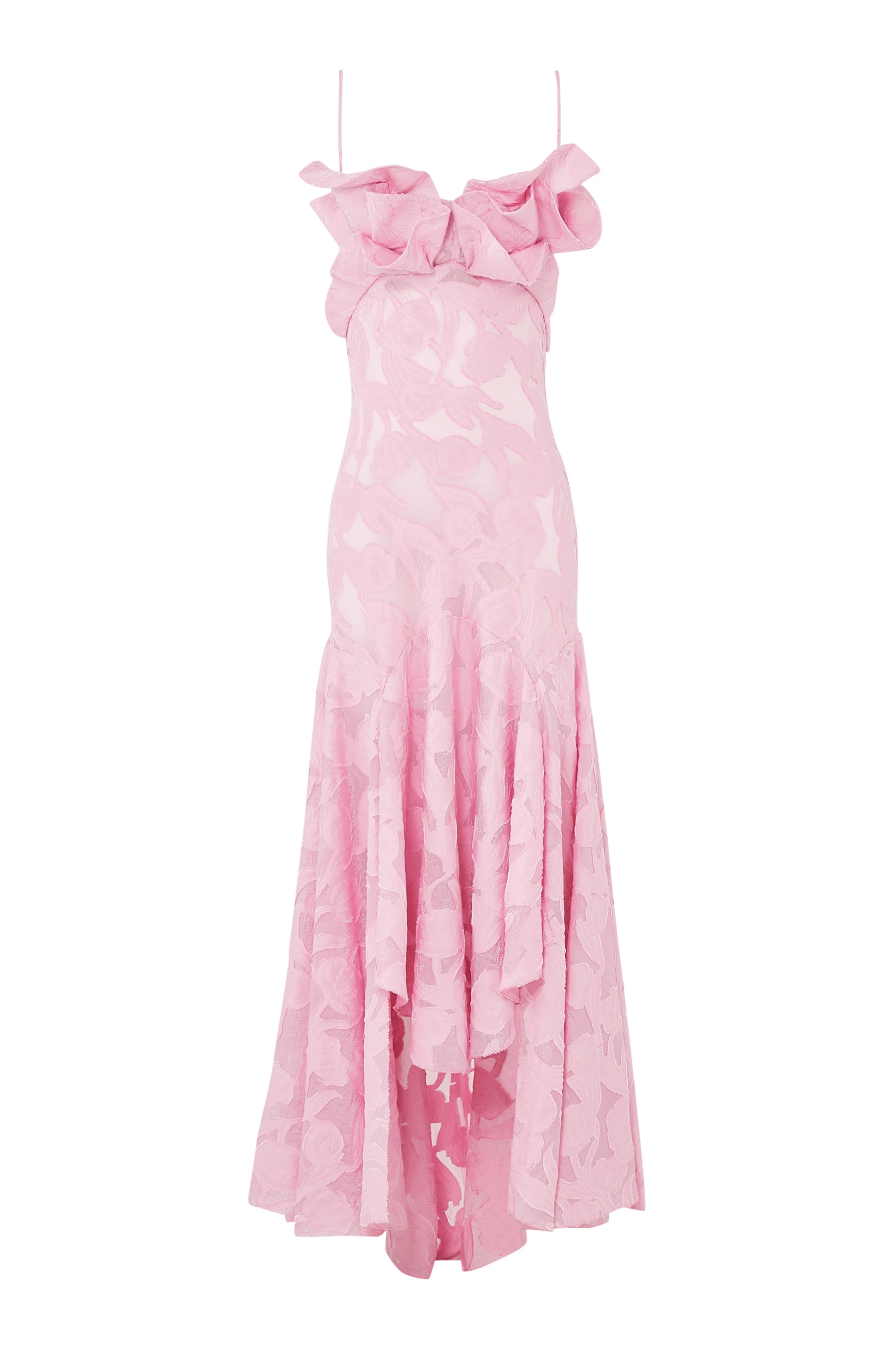 فستان سهرة بلا أكمام مزين بكشكش