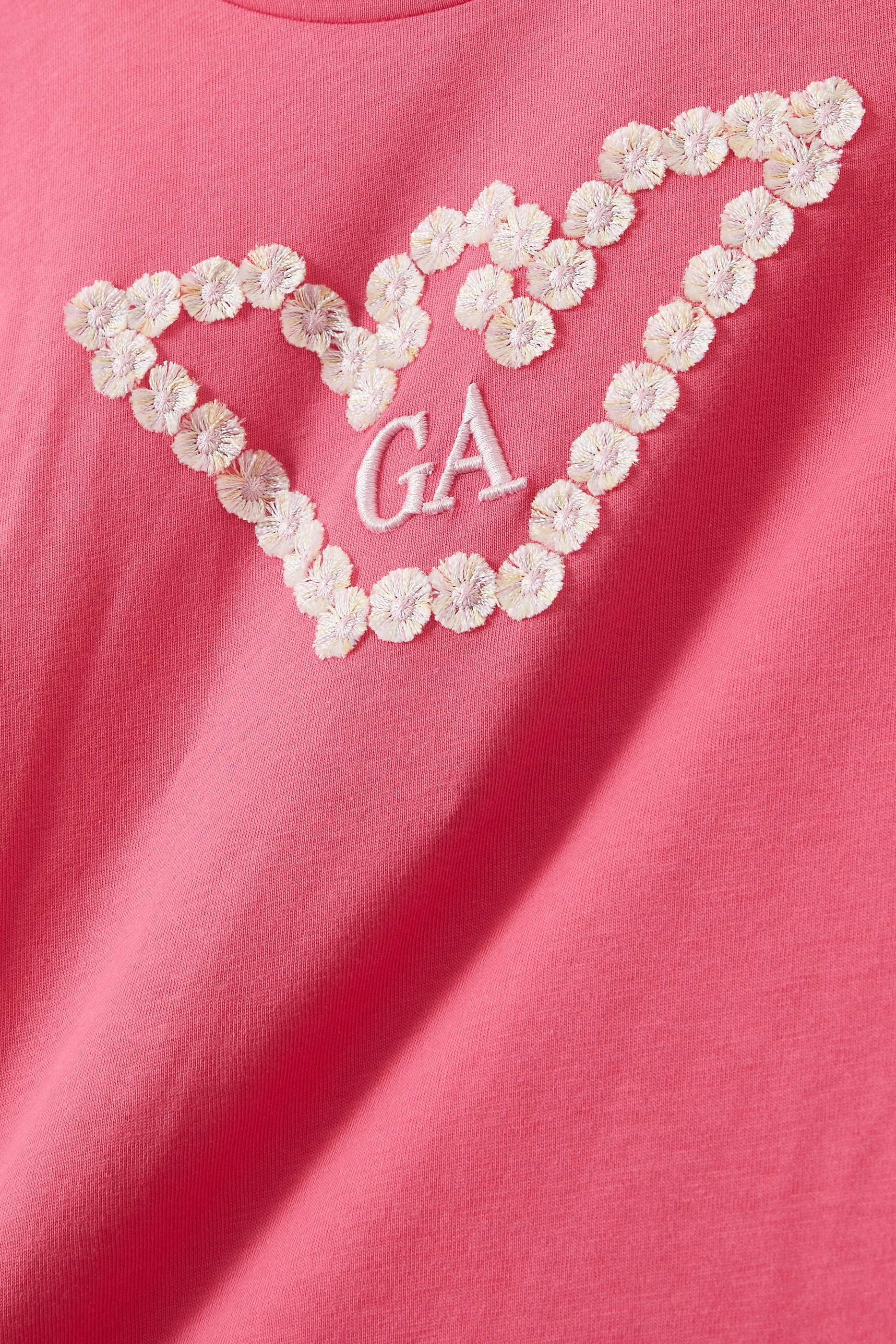 تيشيرت مطرز بزهور وشعار الماركة للأطفال