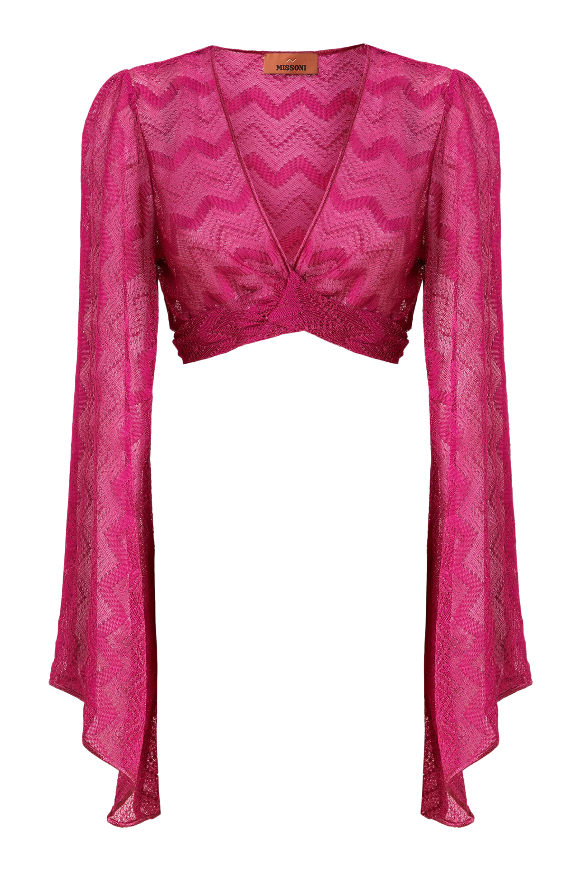 بلوزة قصيرة ماري بأكمام طويلة دانتيل بنقشة متعرجة راشيل