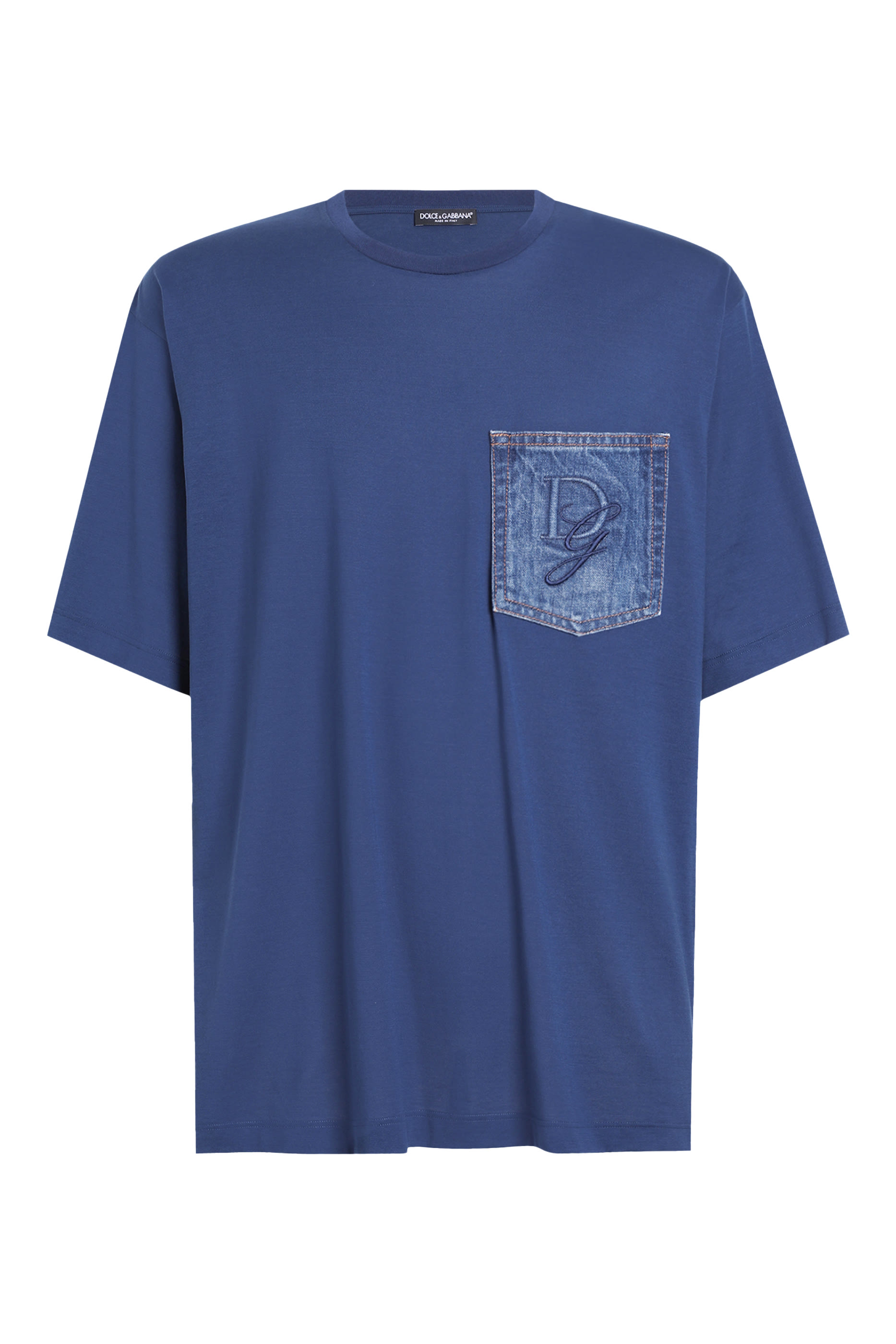 تيشيرت بجيب على الصدر وشعار الماركة المطرز قطن