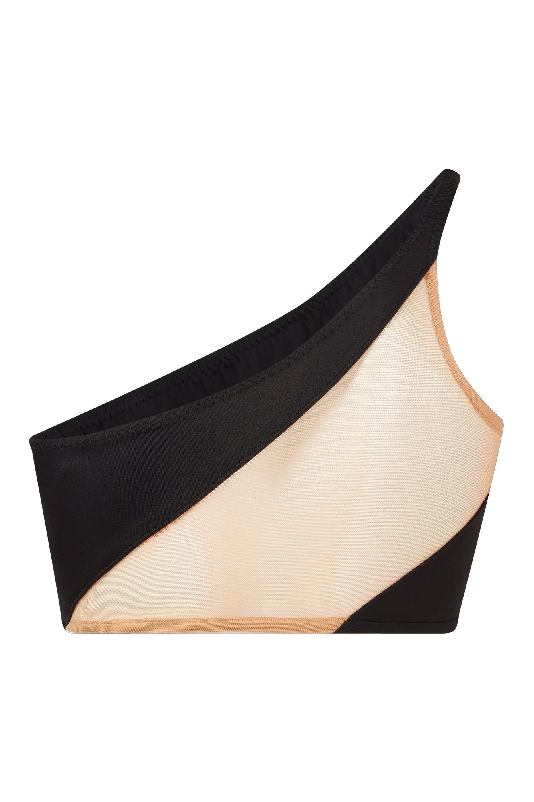 قطعة بيكيني علوية بخط مائل قماش شبكي