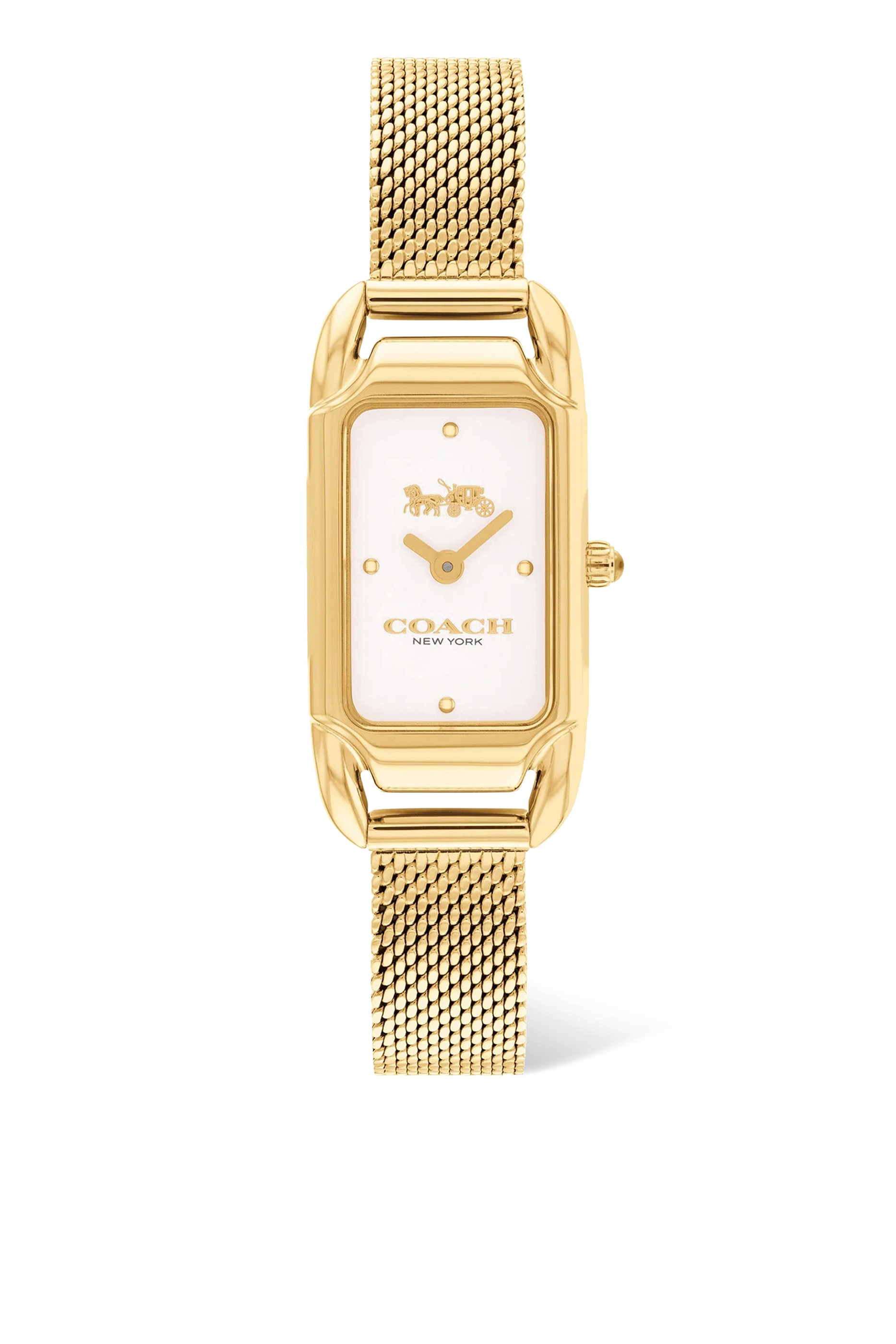 ساعة كادي ستانلس ستيل شبكي ذهبي اللون