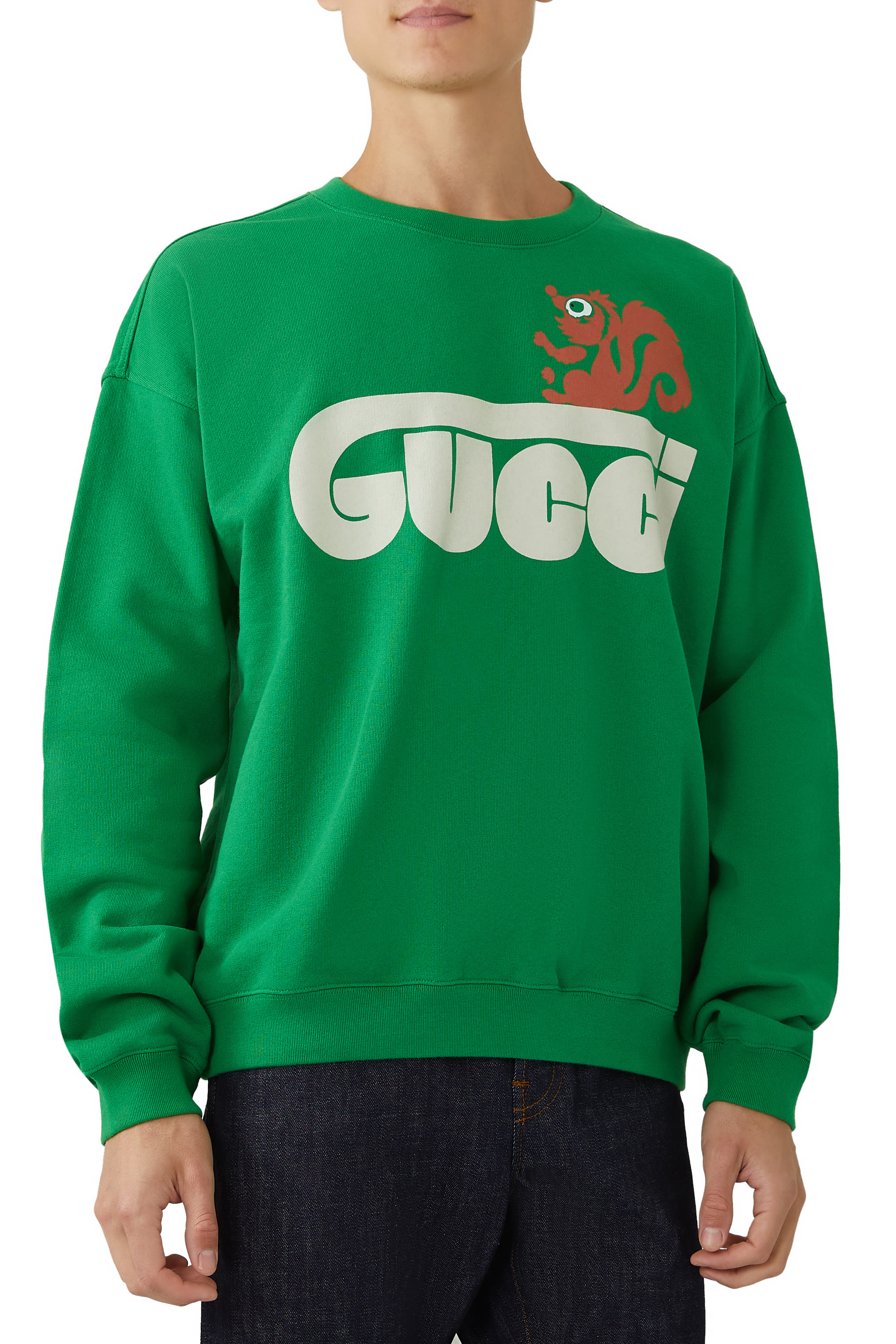 سويت شيرت بطبعة ظربن وشعار الماركة بتصميم ريترو