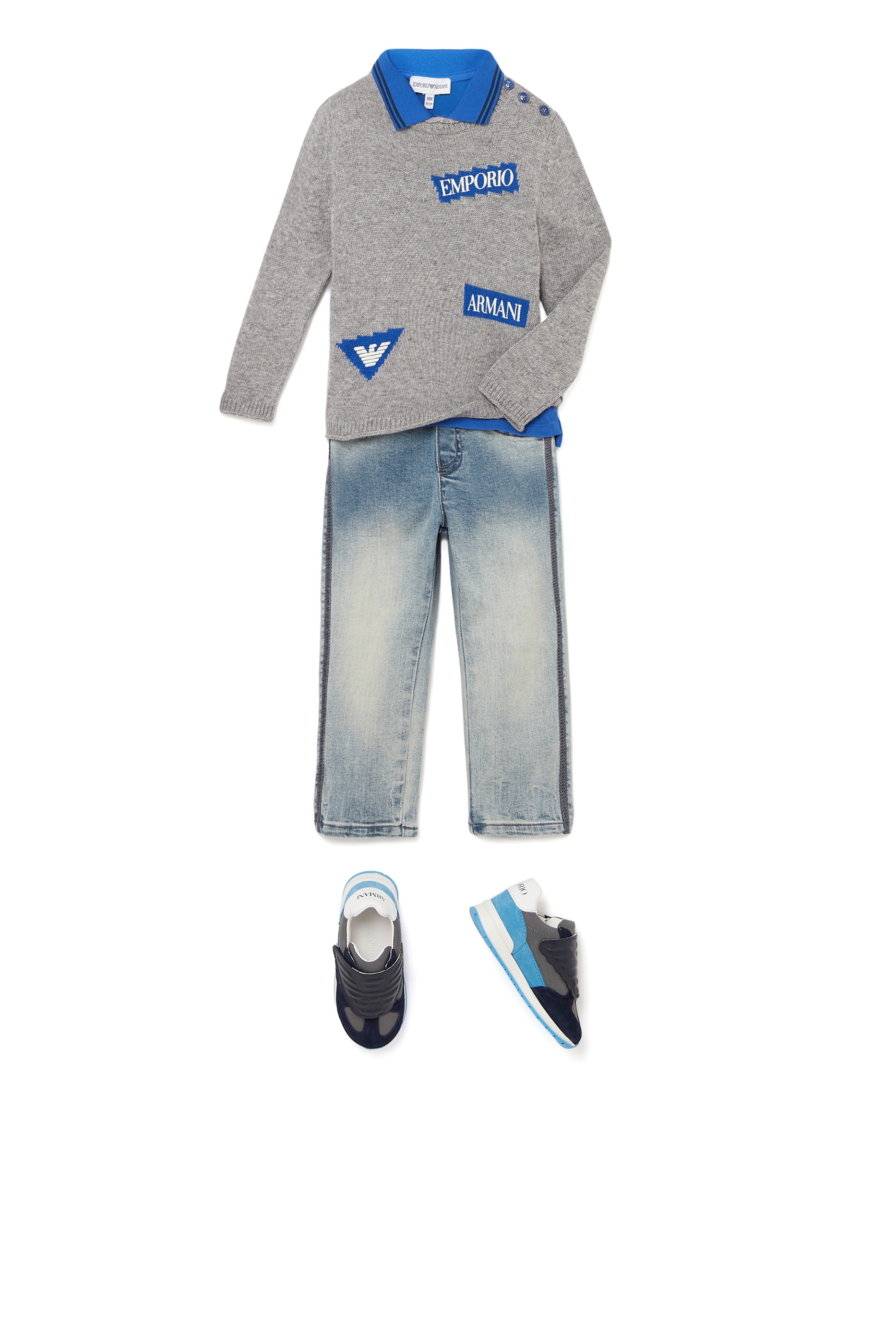 بنطال جينز دينم بشعار الماركة على الخصر