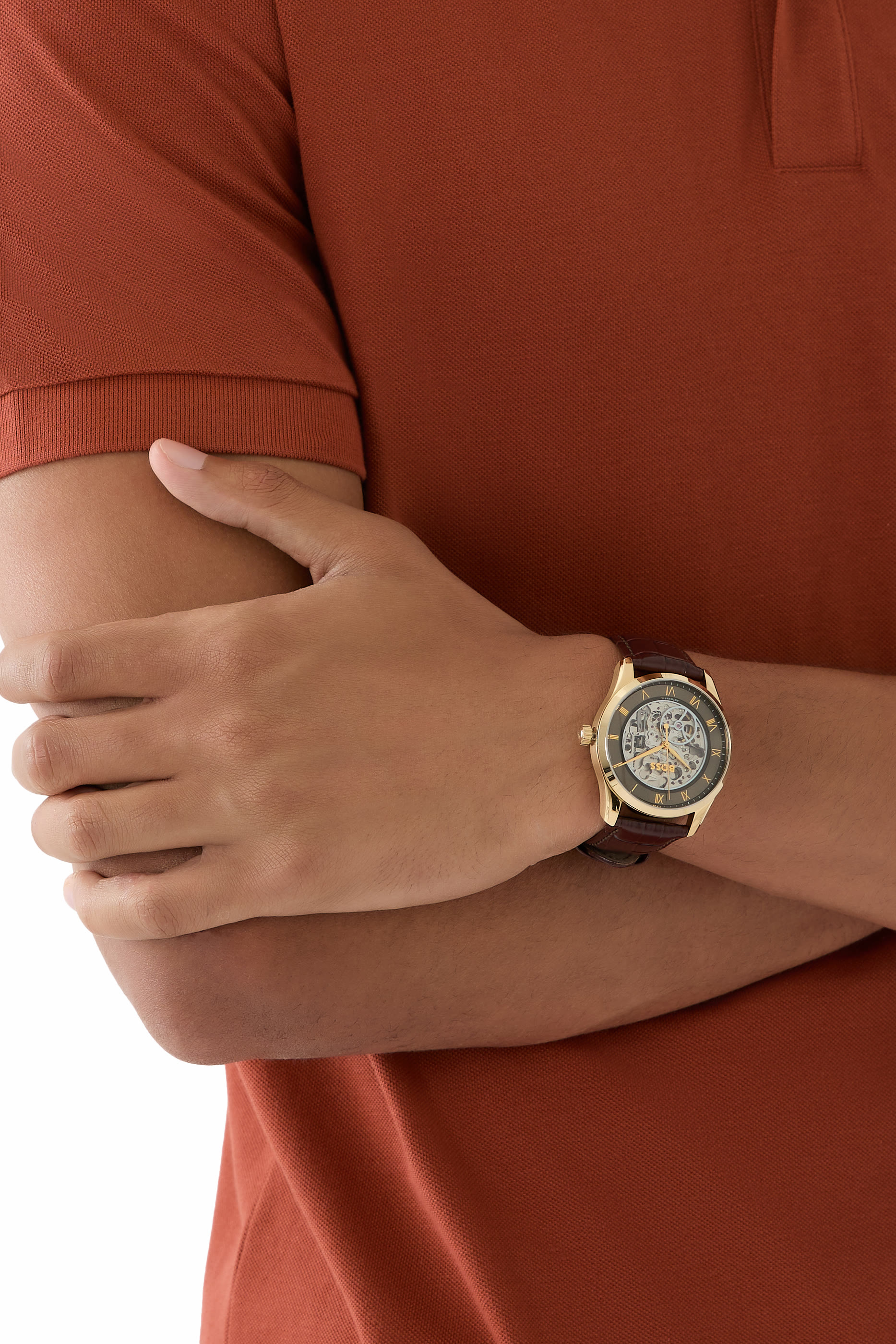 ساعة برينسبل سكيليتون أوتوماتيكة بلون ذهبي