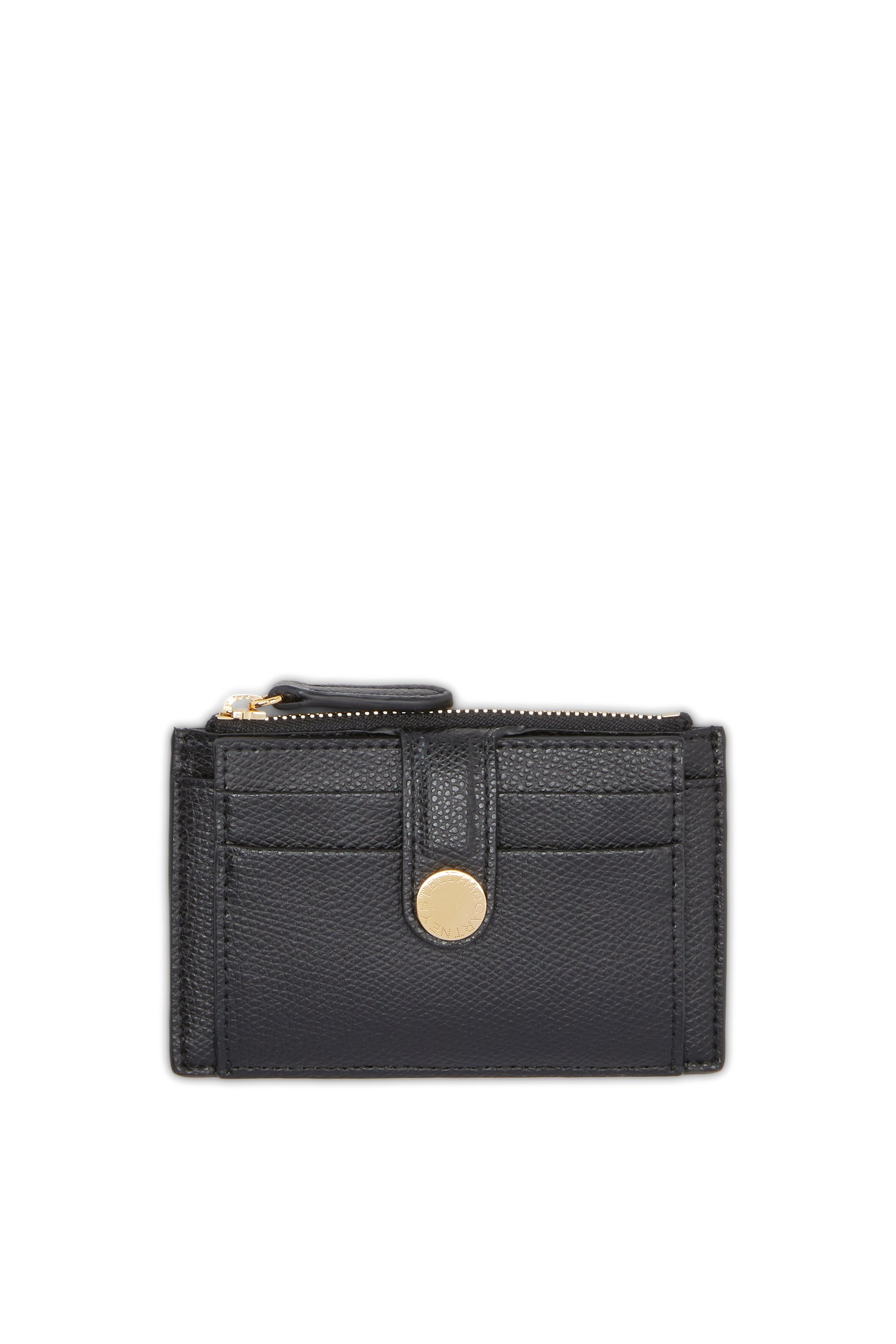 حافظة بطاقات بسحاب وشعار الماركة جلد نباتي بارز الملمس