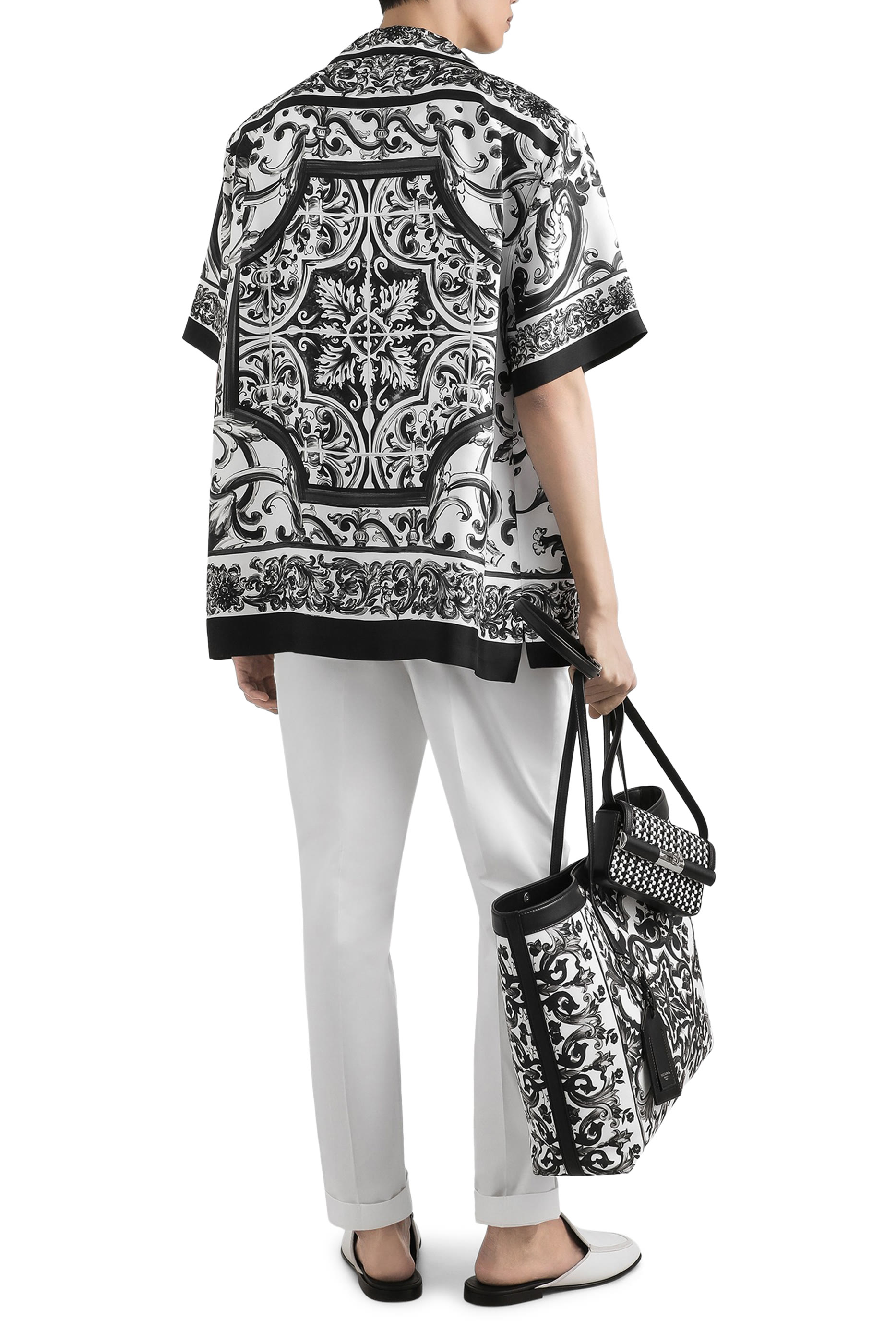 قميص هاواي بطبعة مايوليكا حرير تويل