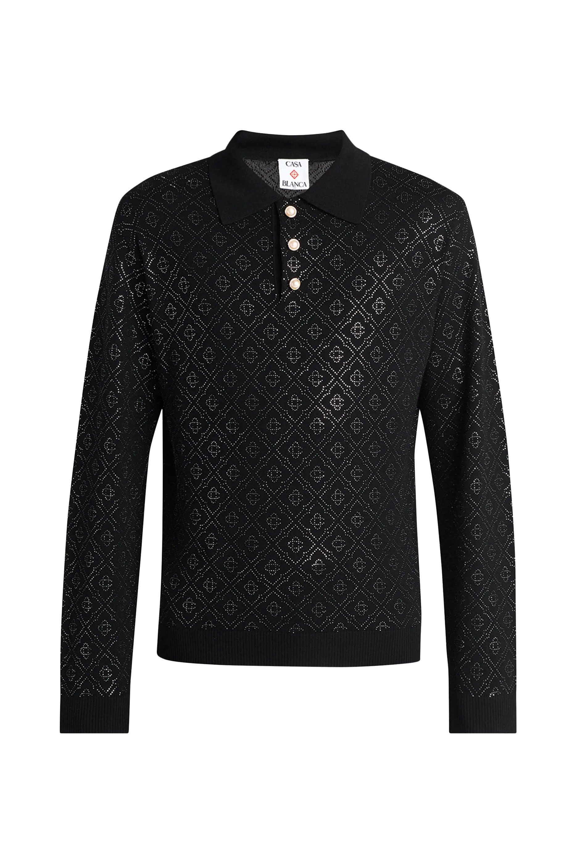 Crystal Monogram Knit Polo Shirt