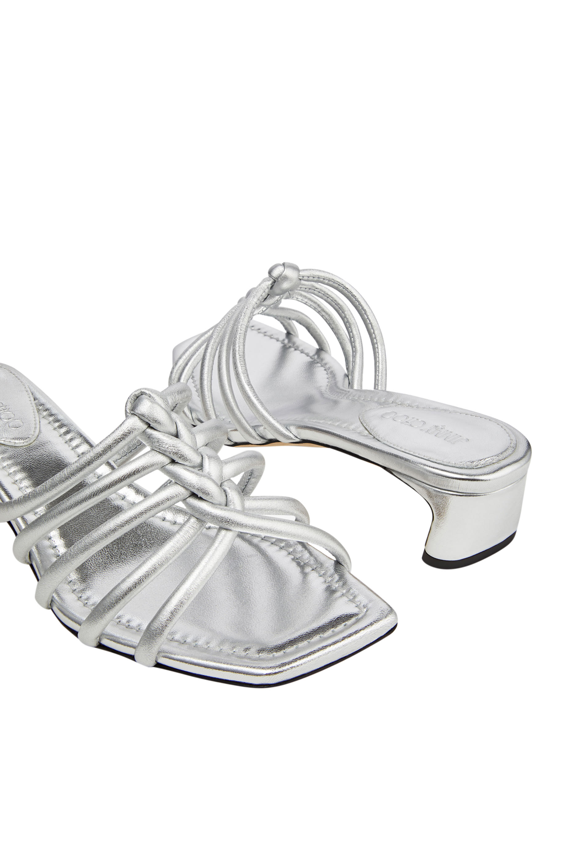 حذاء كرمل مفتوح من الخلف 35 بسيور مجدولة جلد لامع