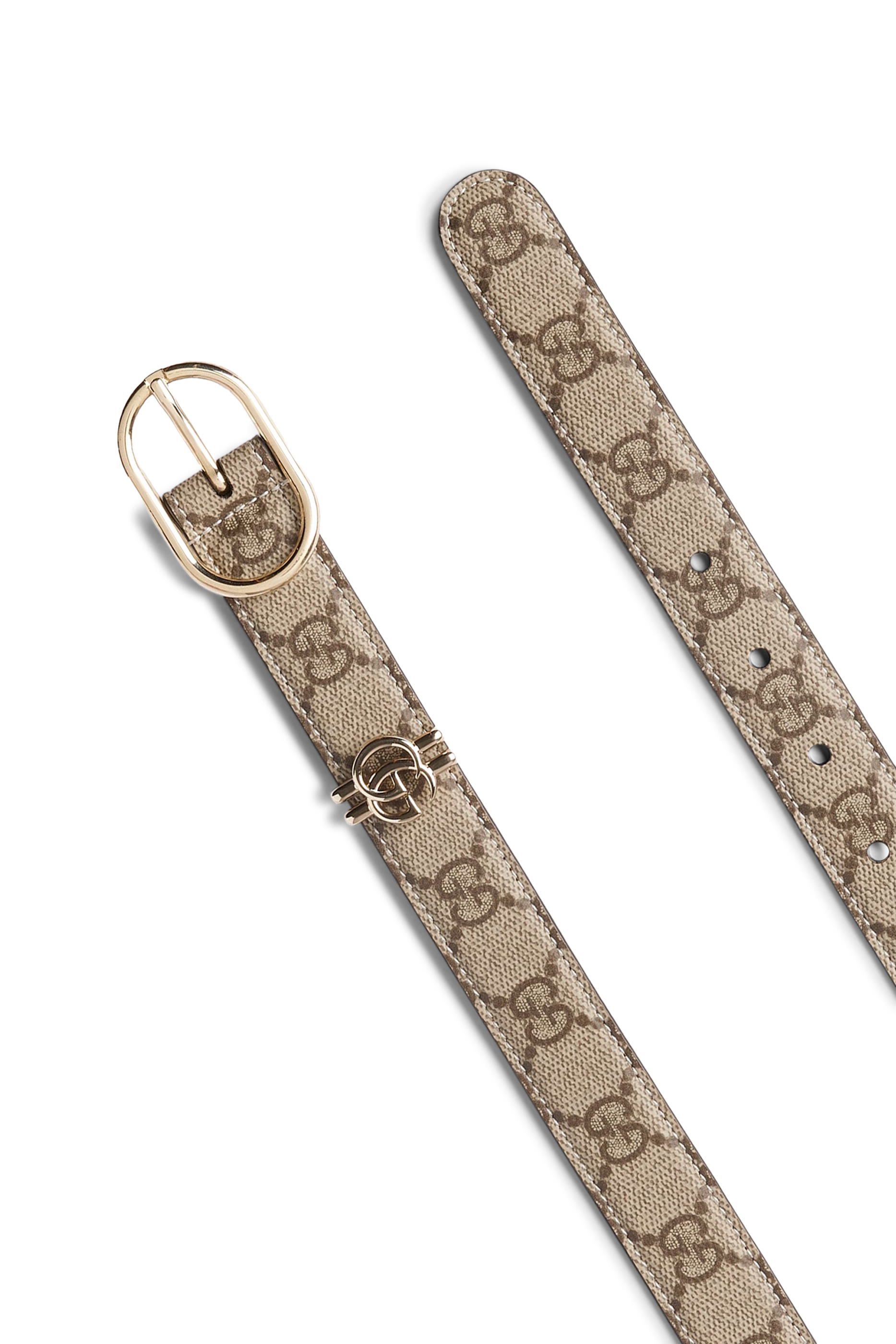 حزام بنقشة شعار الماركة ومشبك بيضاوي