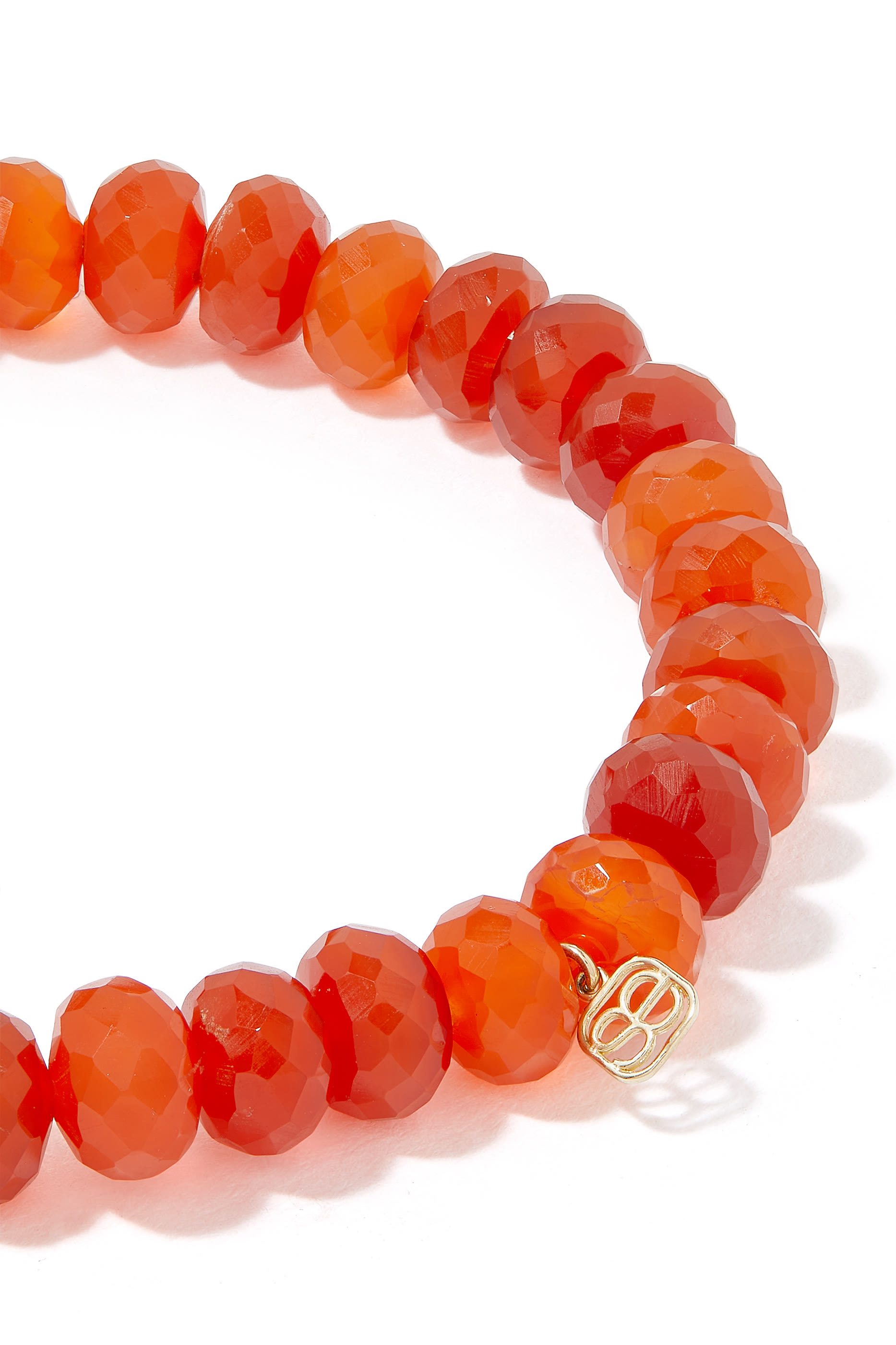 سوار رونديل مزين بعقيق أحمر وحلية بتصميم فراشة ذهب أصفر عيار 14