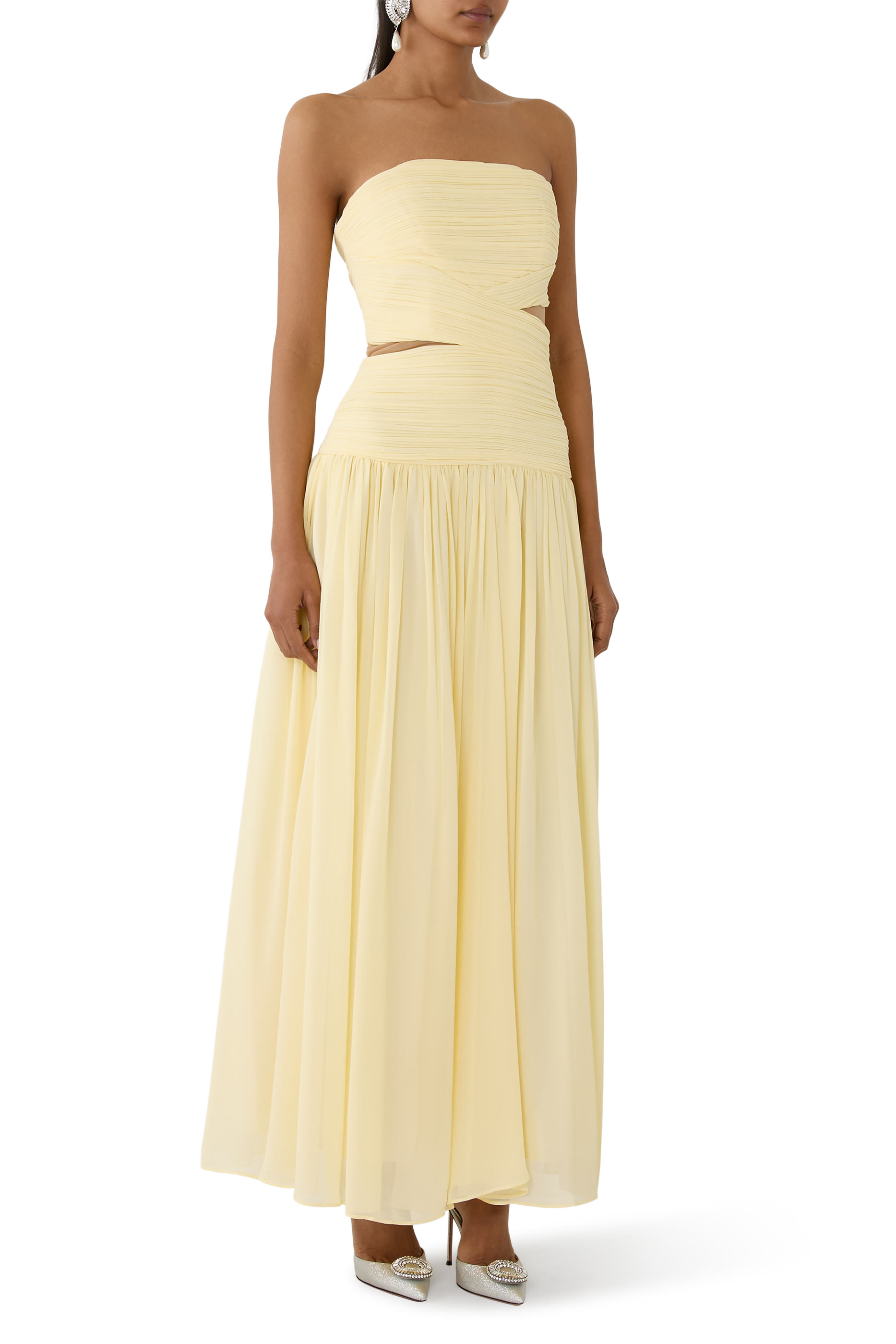 فستان متوسط الطول بوشاح جورجيت