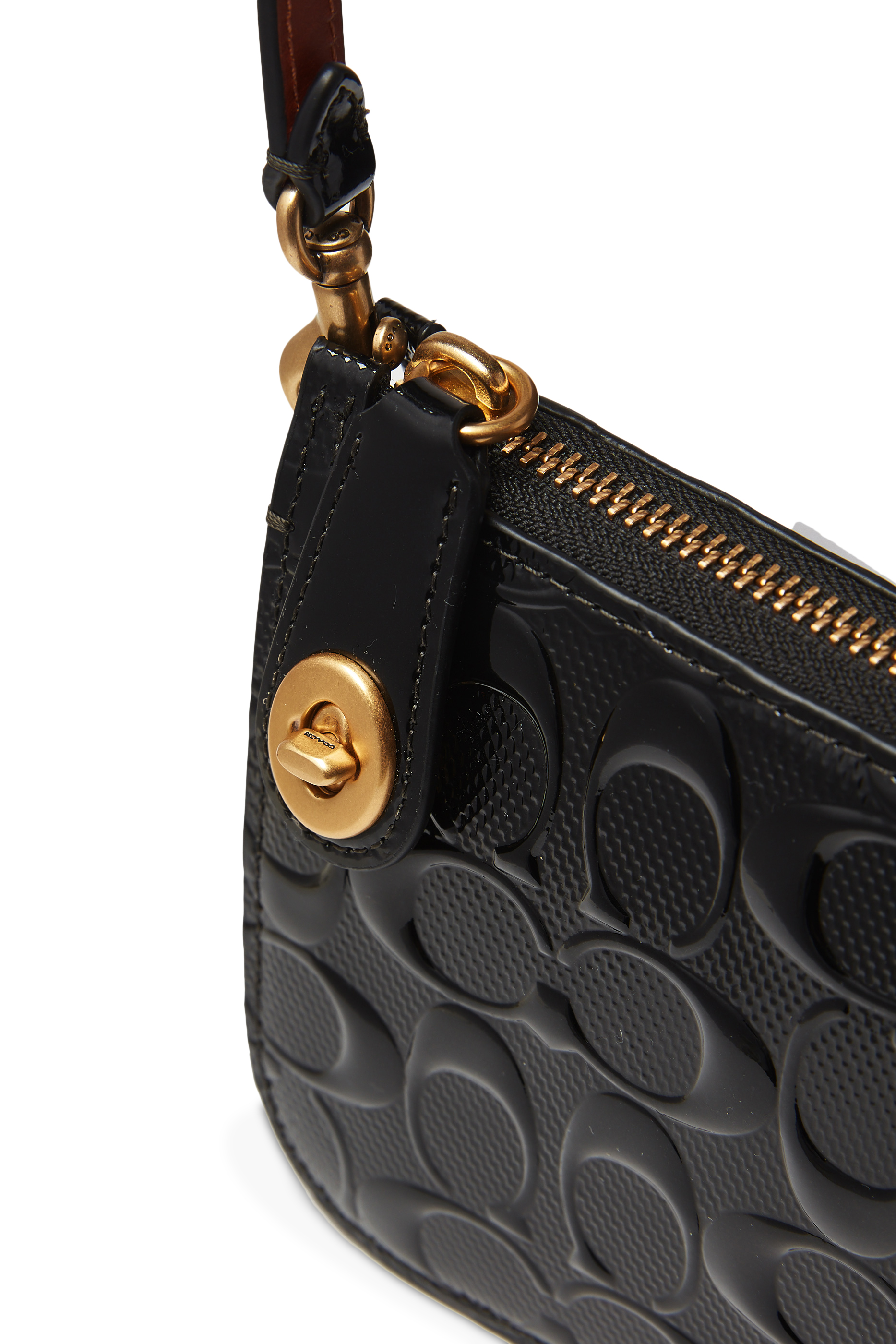 حقيبة كتف بين جلد بنقشة شعار الماركة