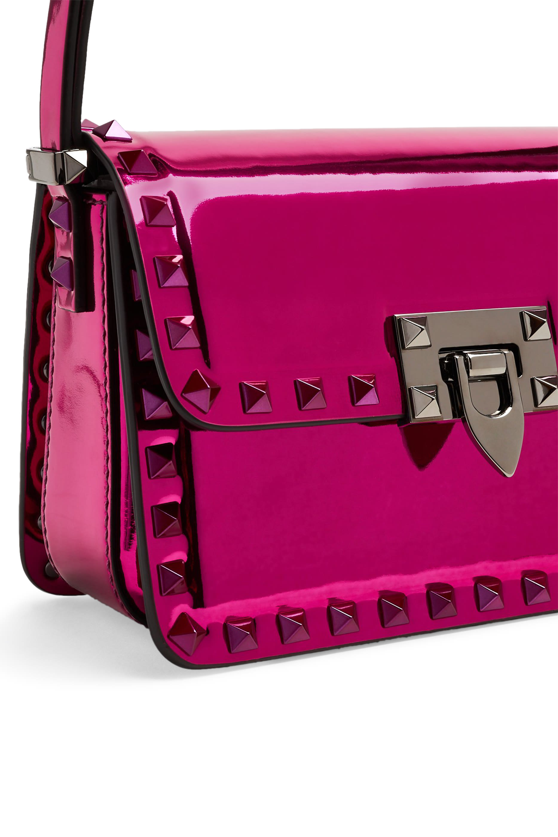 حقيبة كتف بحلي هرمية جلد