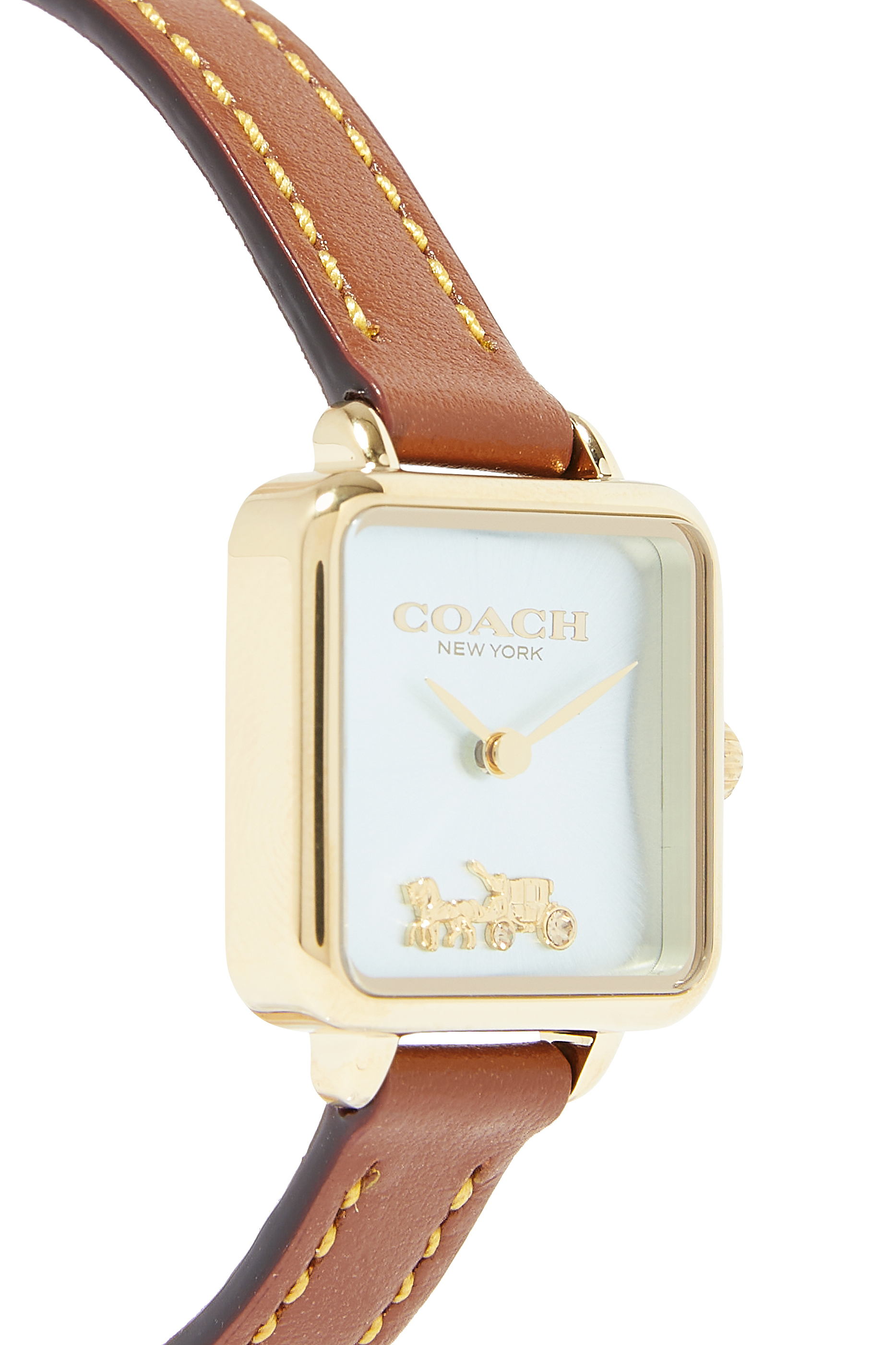 ساعة بسوار جلد وعلبة مقاس 22 مم