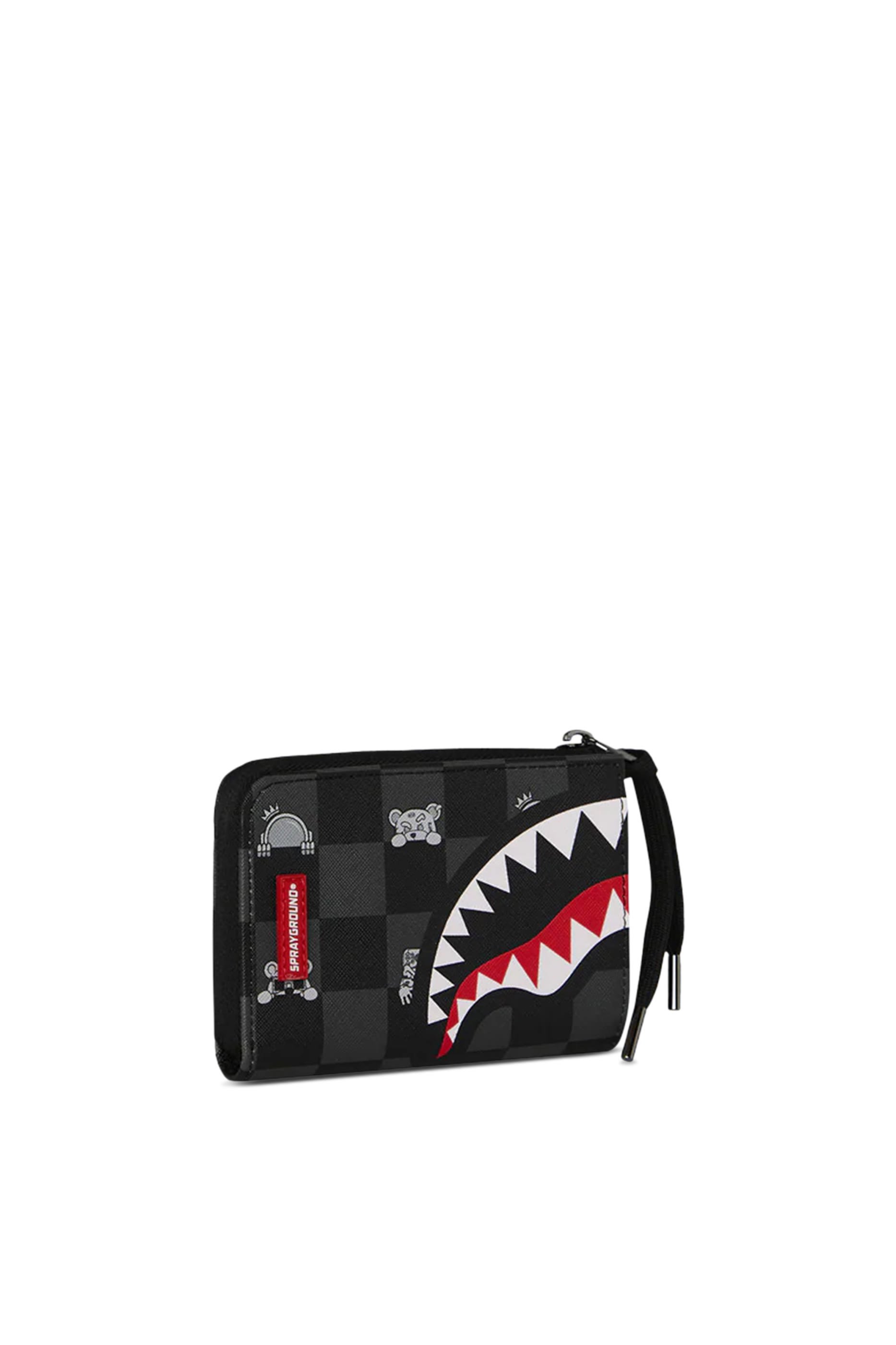 محفظة بتفاصيل شخصية مرحة بنقشة مربعات للأطفال