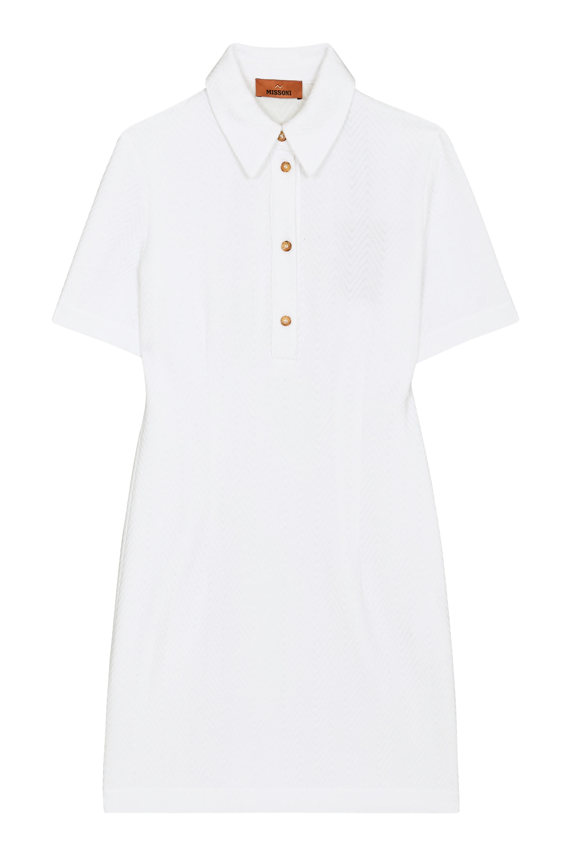 فستان قصير بنمط قميص بولو بنقشة خطوط متعرجة