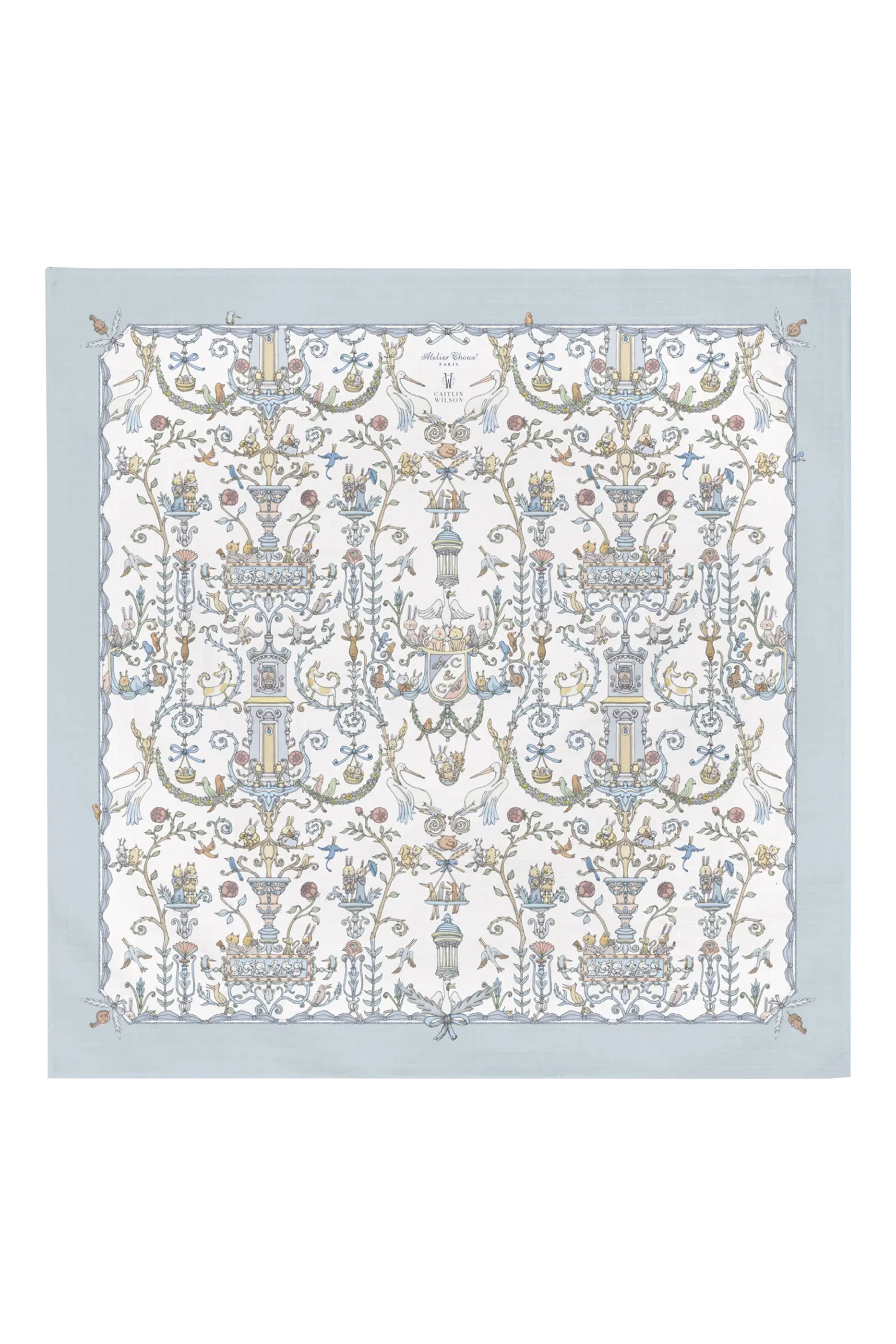 طقم وشاح بنقشة توي دو جوي ومريلة ساتان للأطفال