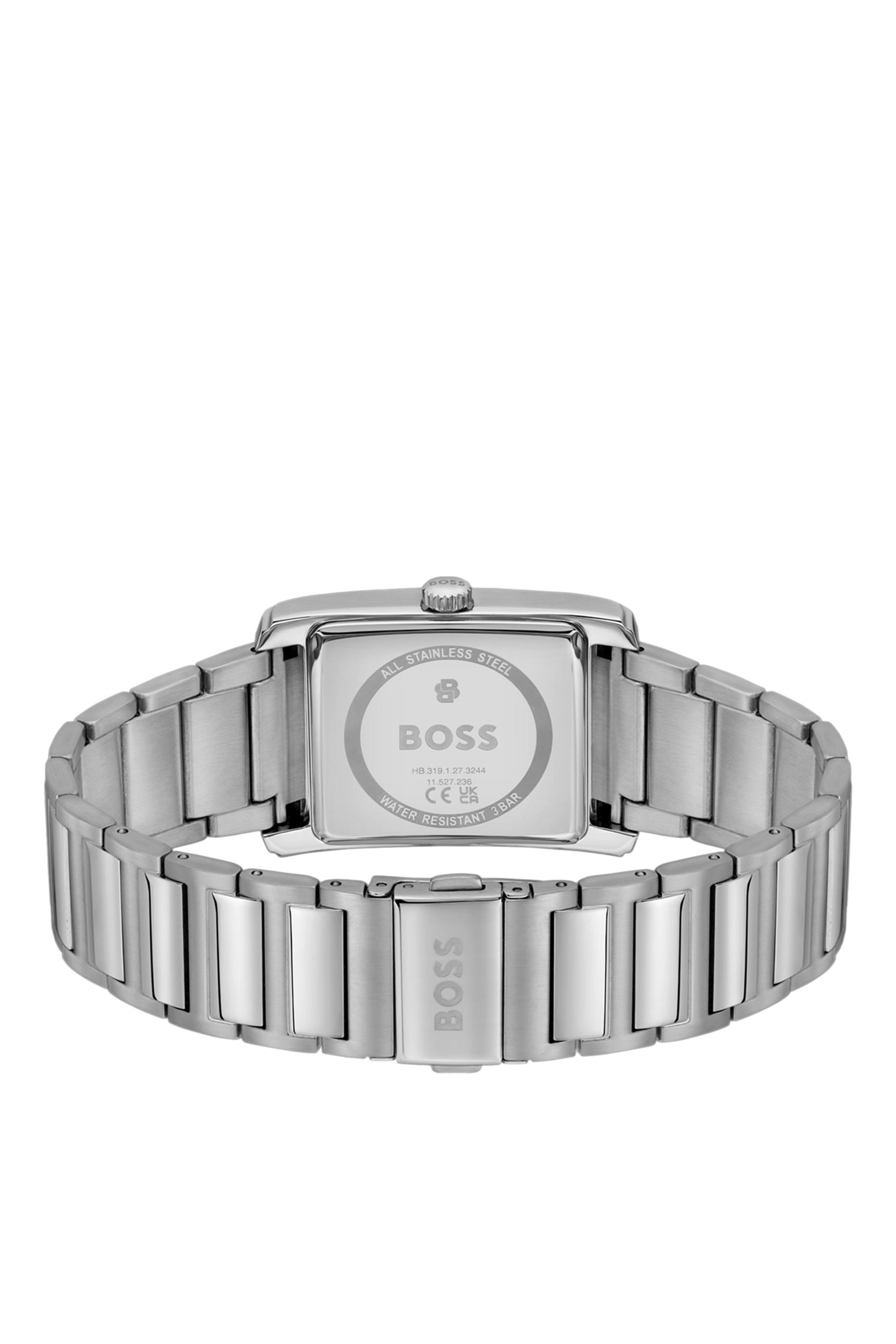 ساعة بمينا أزرق بارز الملمس بهيكلية مرئية وسوار بحلقات