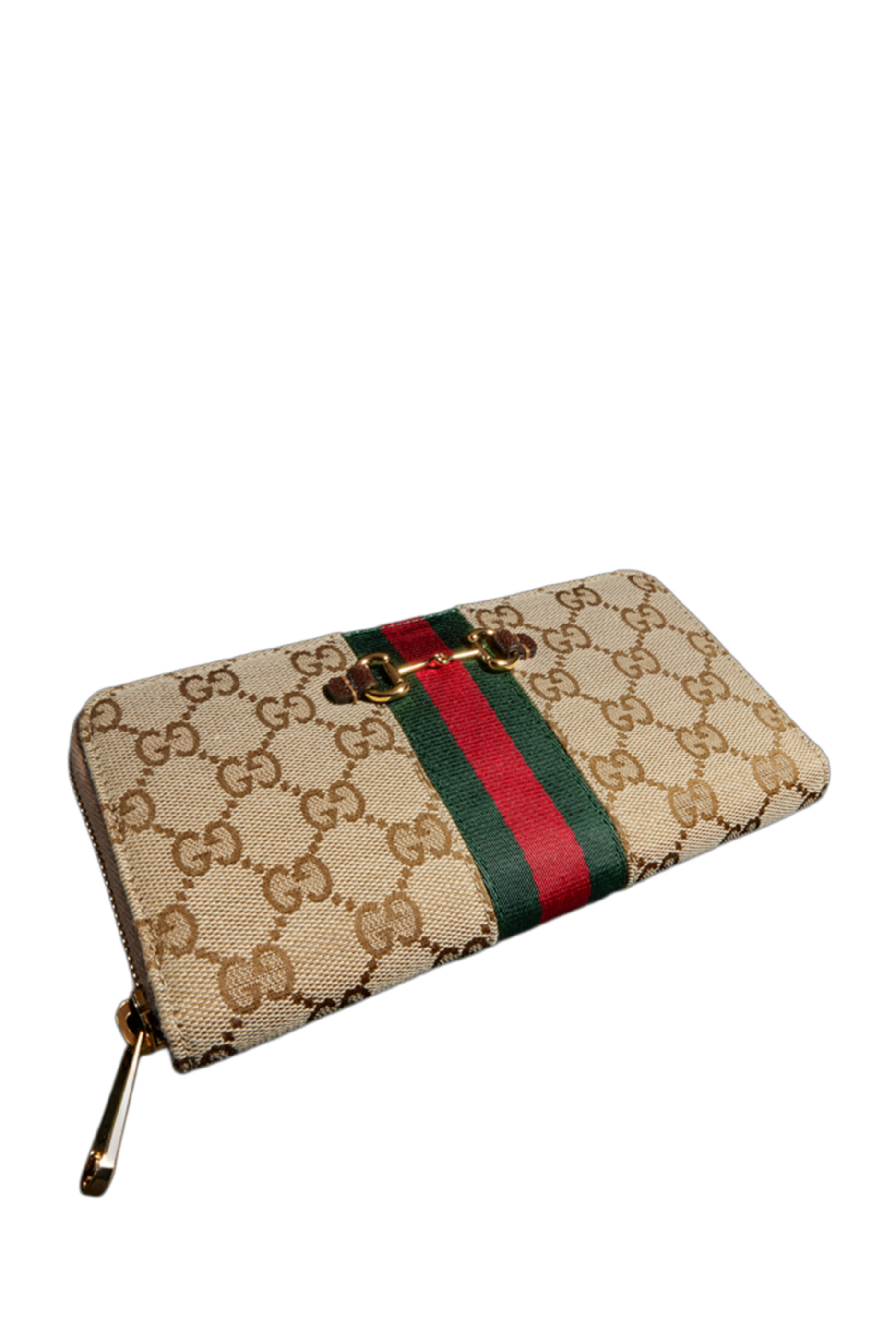 محفظة بسحاب محيط بشريط ويب وحلية لجام الحصان