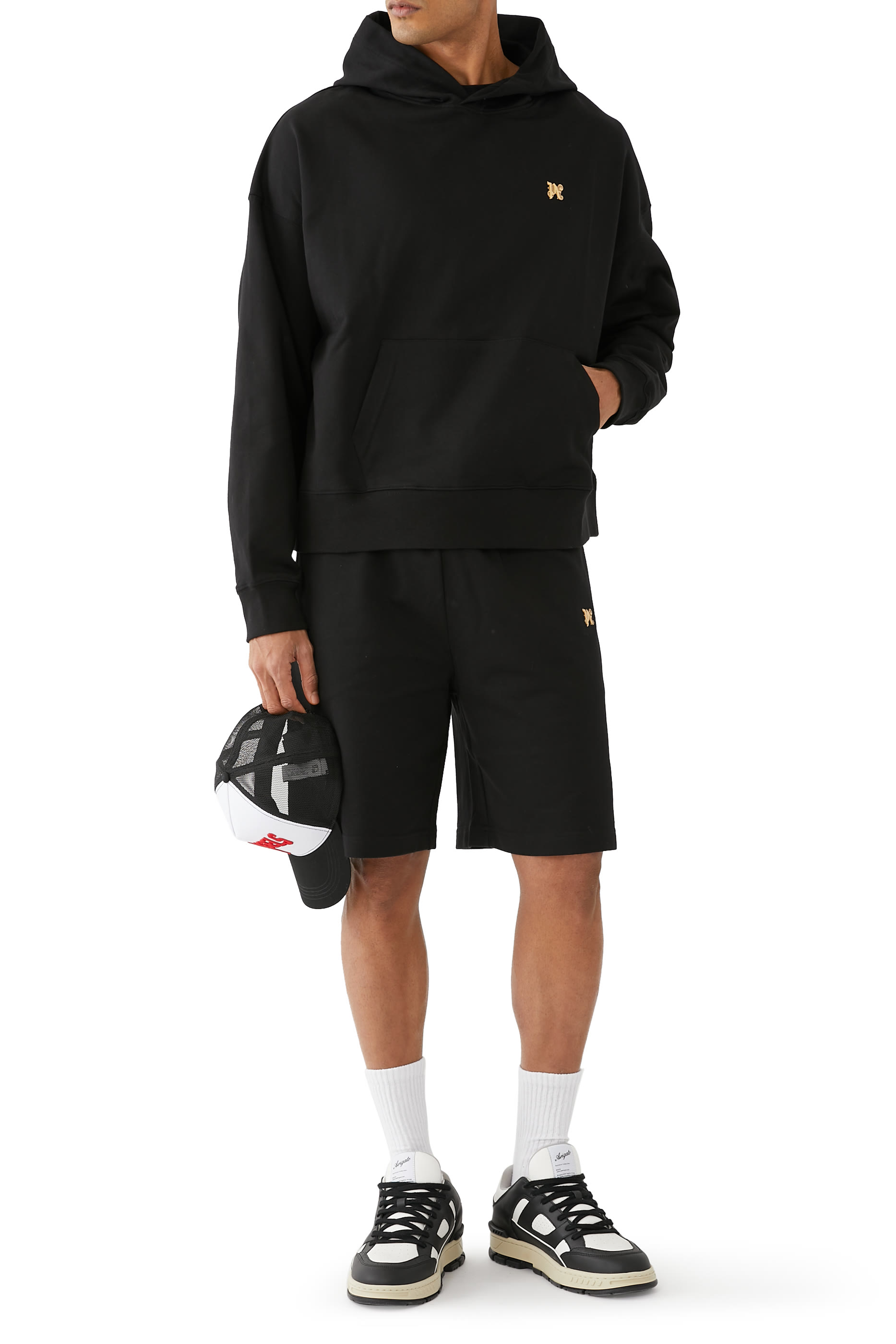 سويت شيرت بغطاء رأس وشعار الماركة