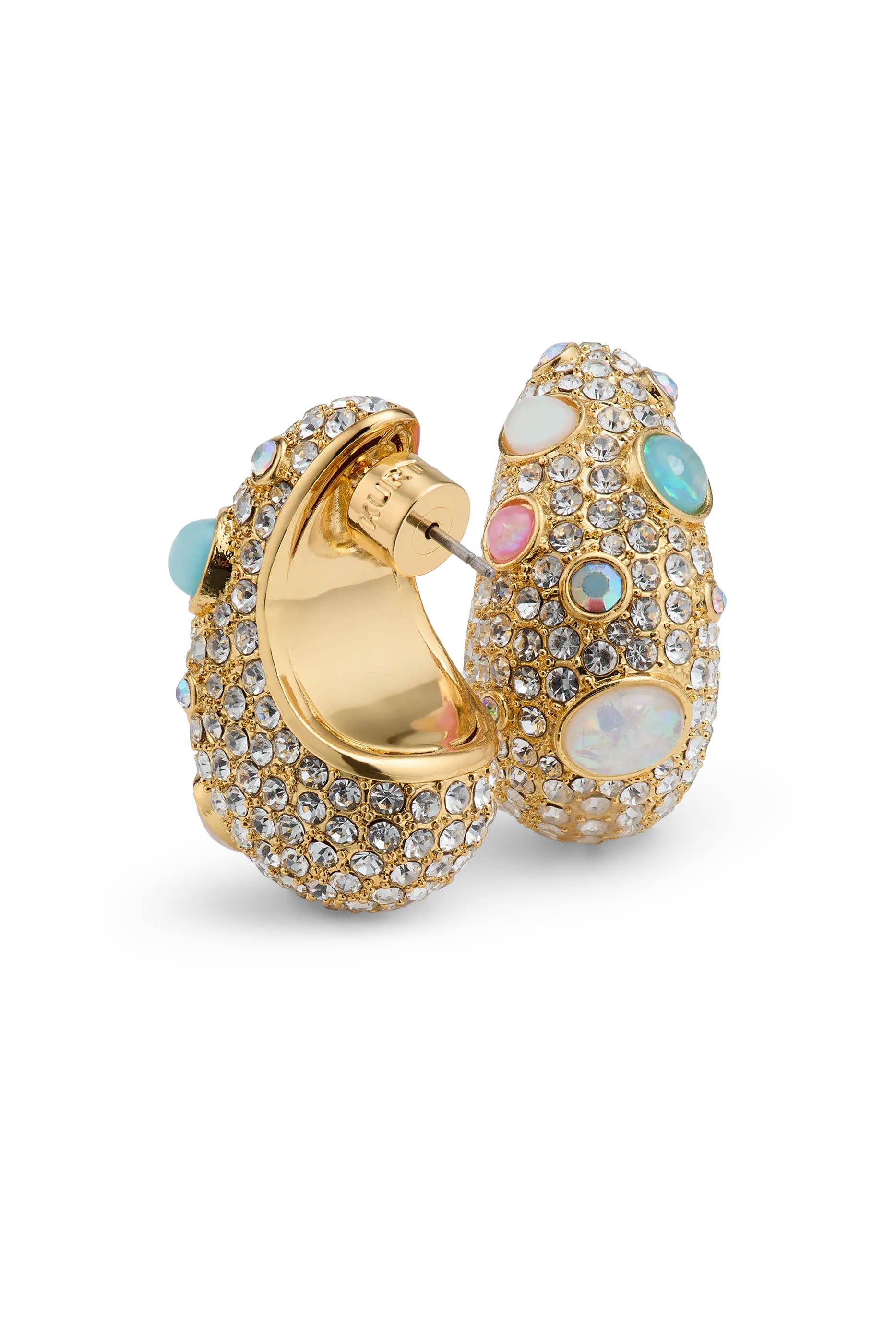 أقراط مرصعة بأحجار أوبال بافيه متنوعة، نحاس