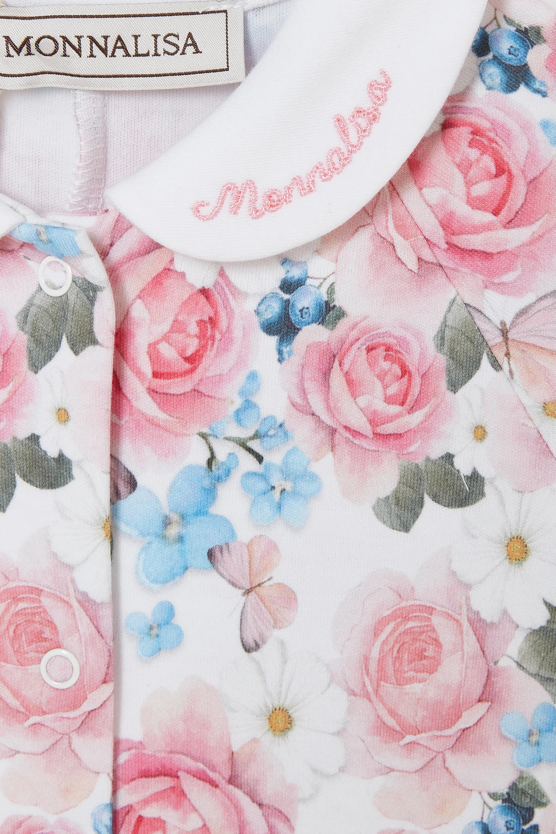 طقم لباس قطعة واحدة بيجامة وقبعة بيني بنقشة زهور للأطفال