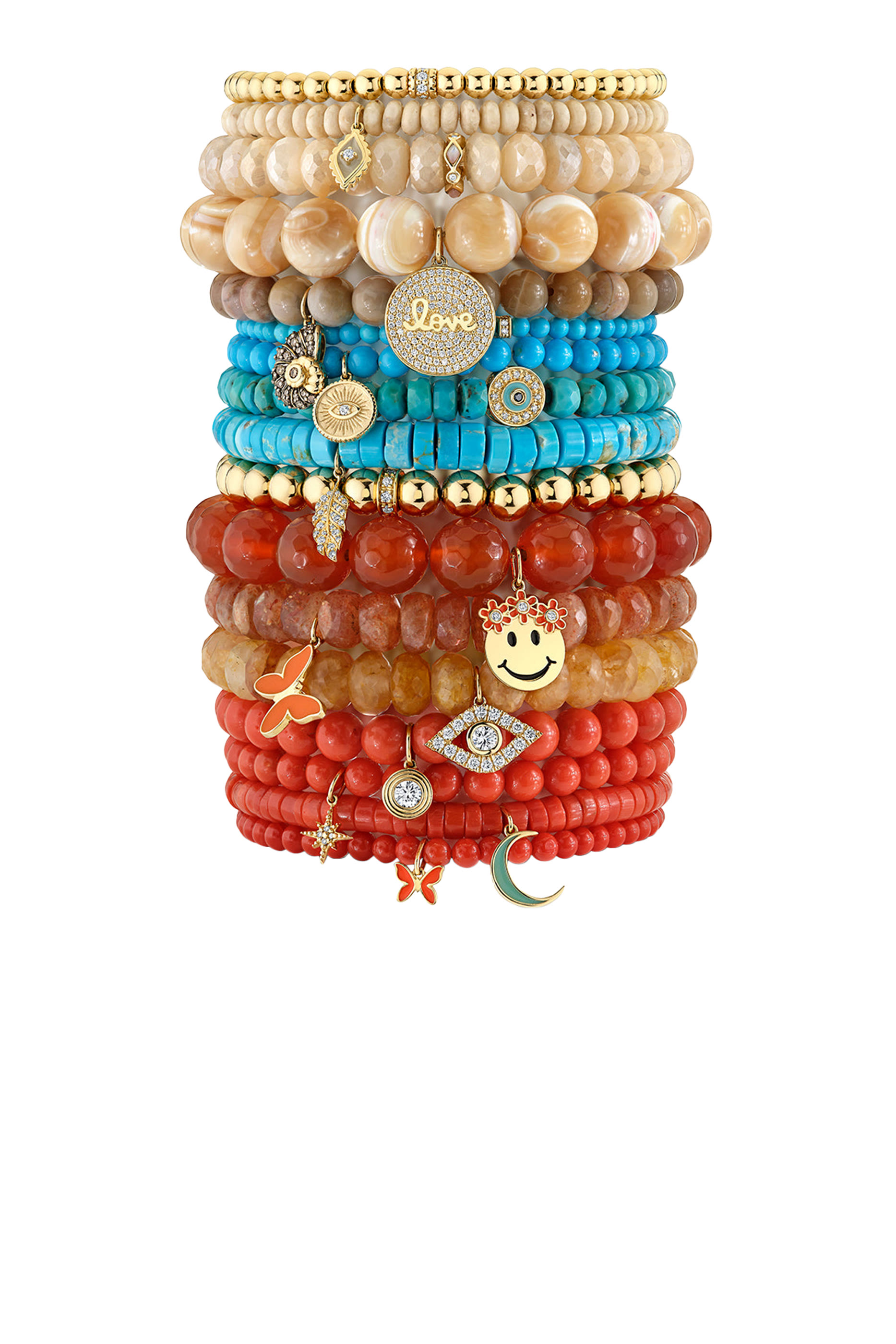 سوار خرز ماركيز بحلية عين دائرية مرصع بماس وفيروز، ذهب أصفر عيار 18