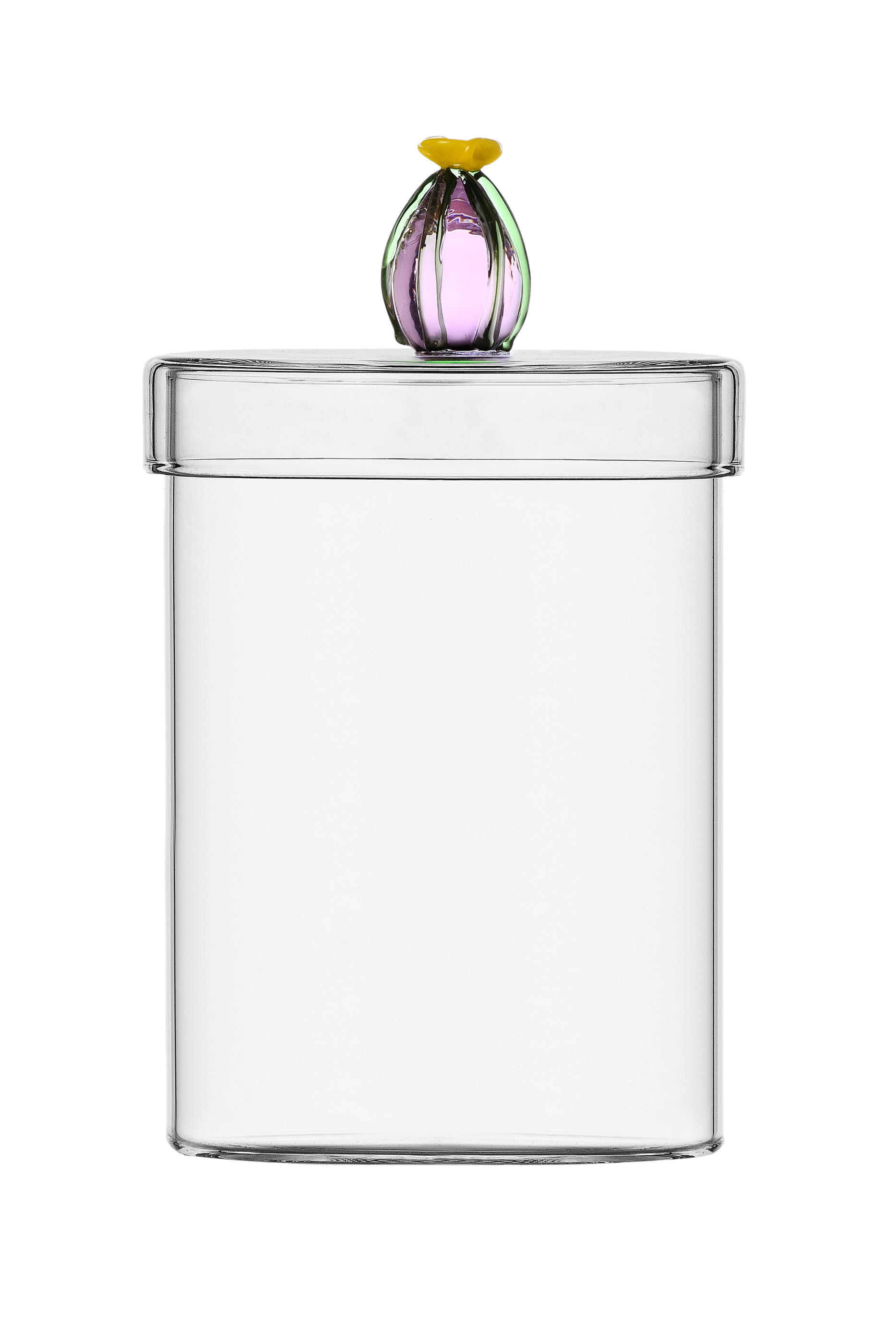 علبة مزينة بزهرة وصبار وردي