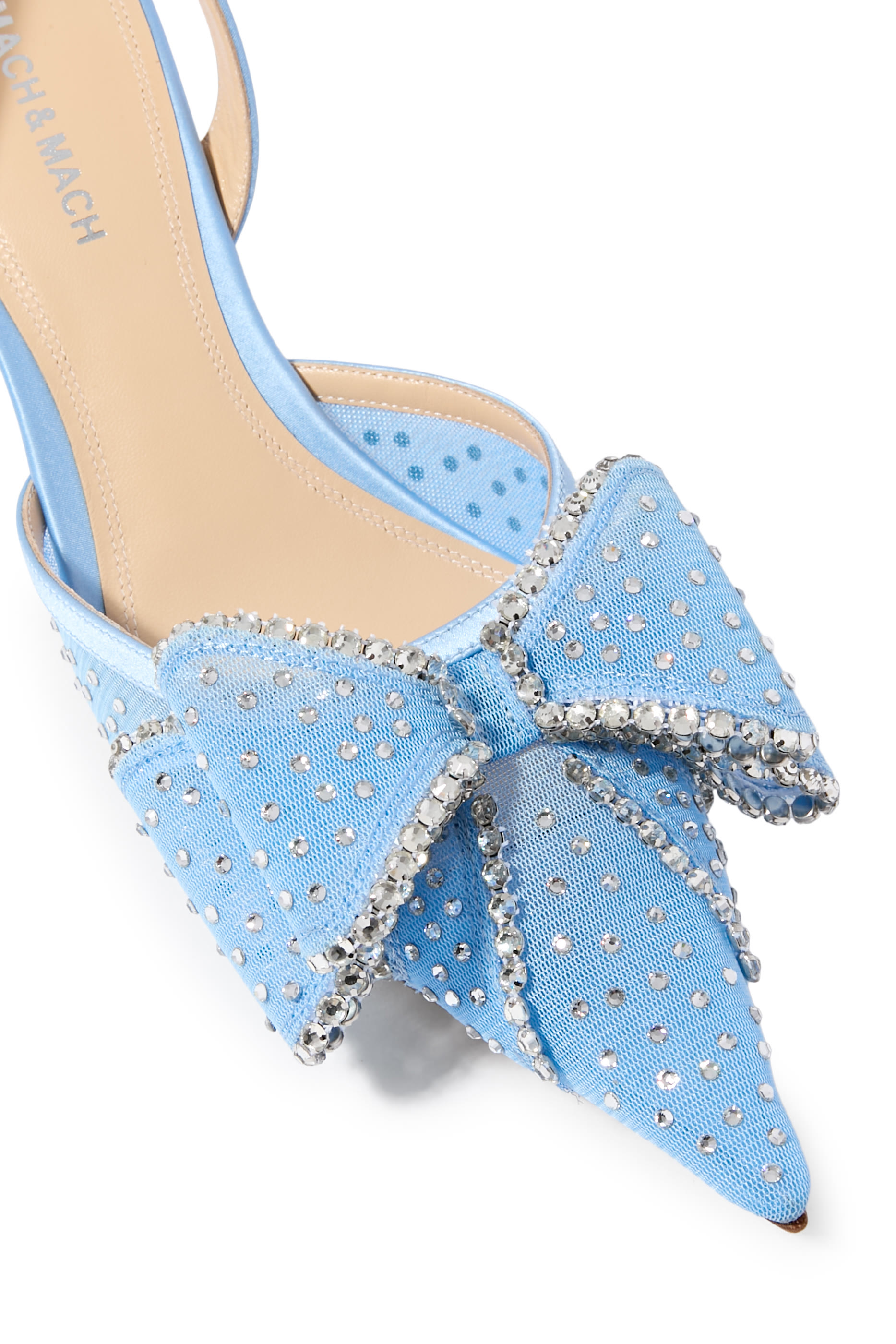 صندل لو كادو 65 بسير خلفي وكعب منخفض قماش شبكي بكريستال