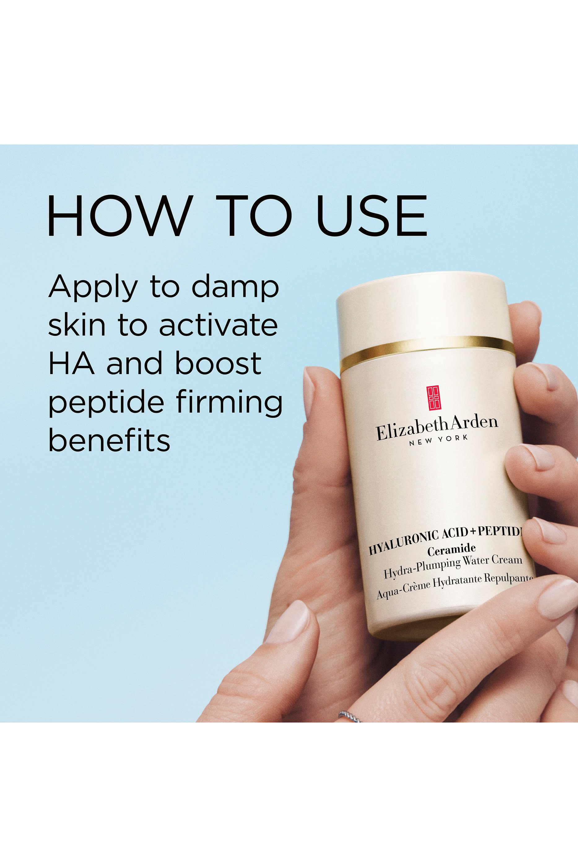 كريم مائي بحمض الهيالورونيك والببتيدات والسيراميد لترطيب البشرة وملئها